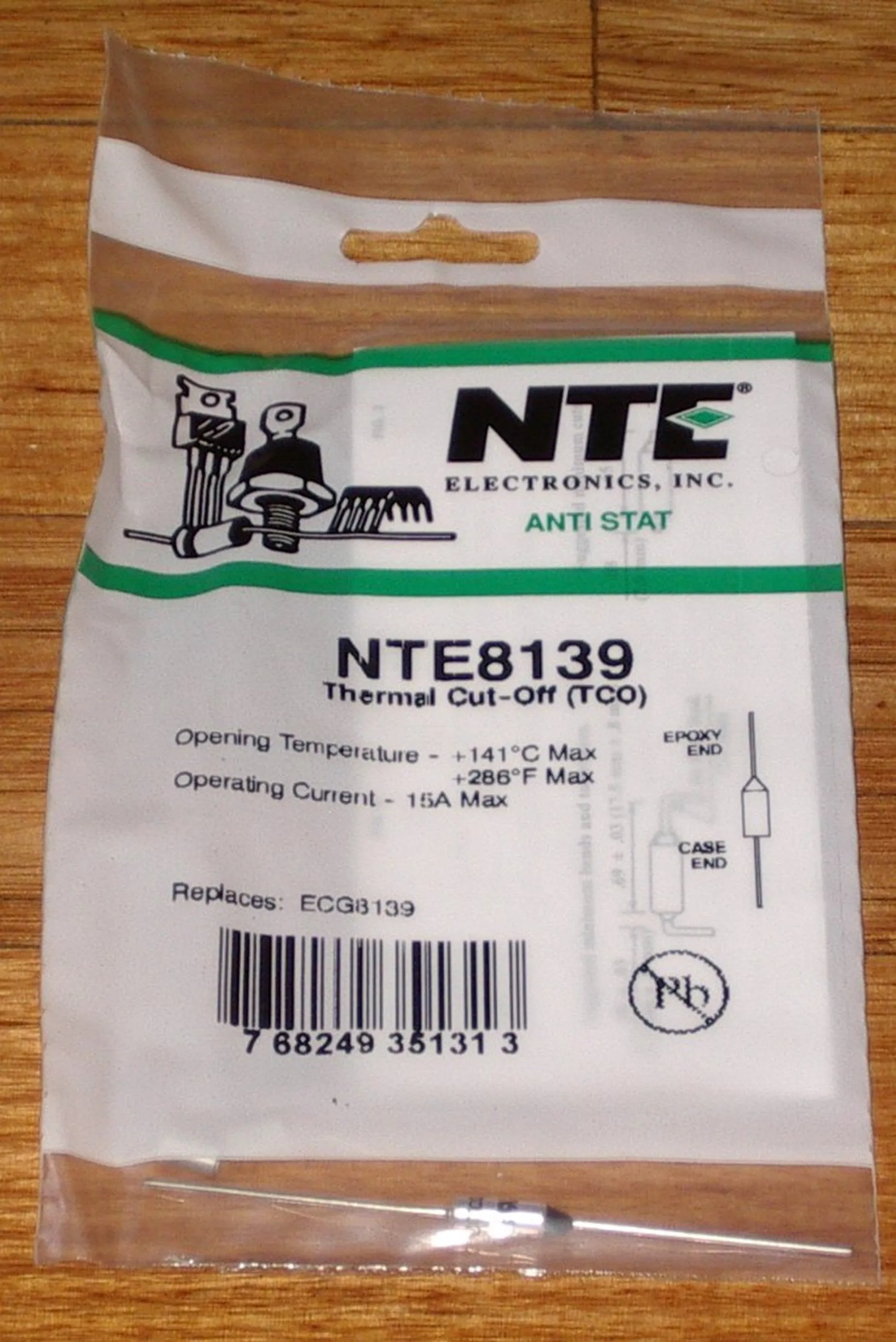 141degreeC 15amp Microtemp Thermal Fuse - Part # NTE8139