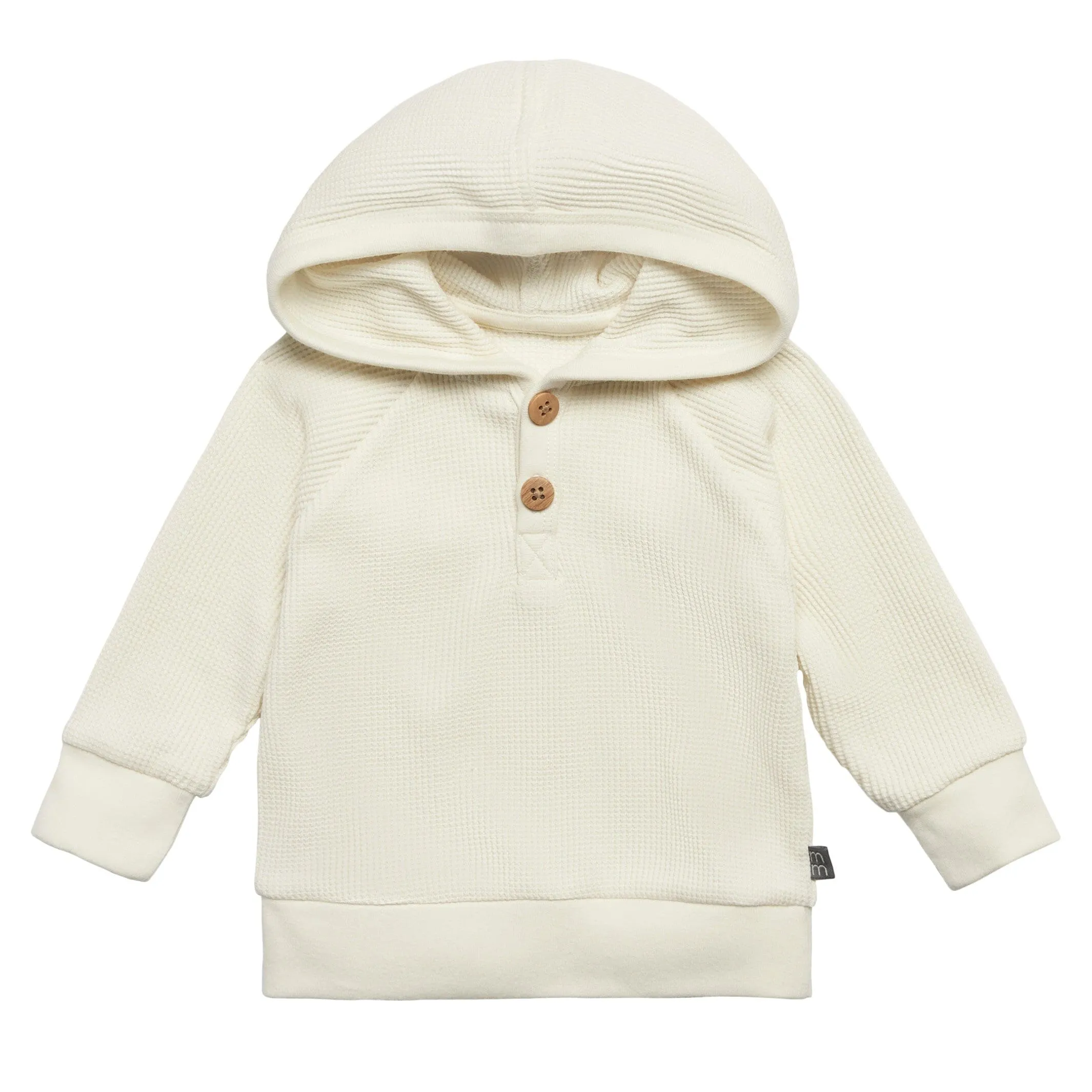 2-Piece Baby Neutral Ivory Waffle Hoodie and Pant Set