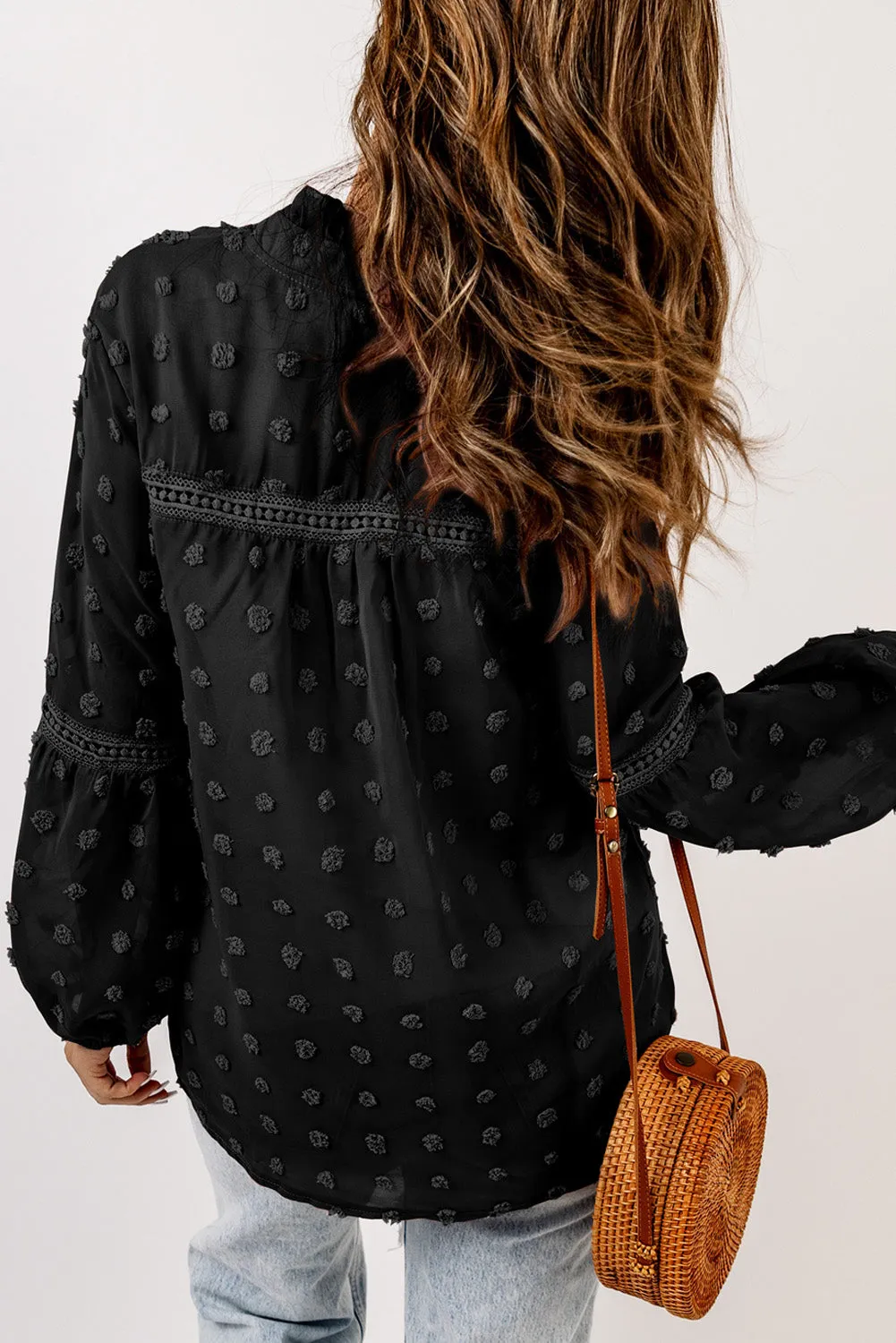 3D Dotted Texture V-Neck Blouse