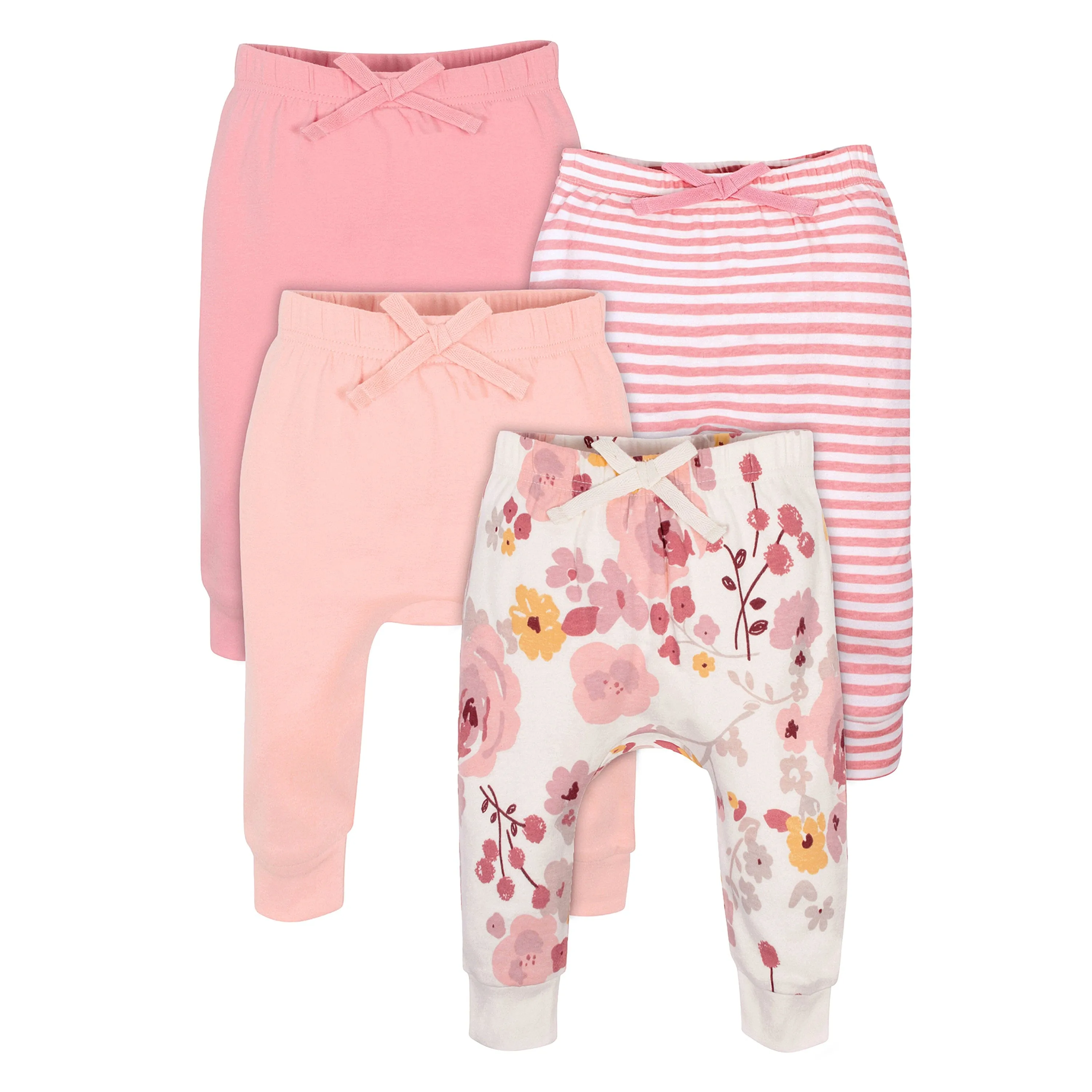 4-Pack Baby Girls Pink Floral Jogger Pants