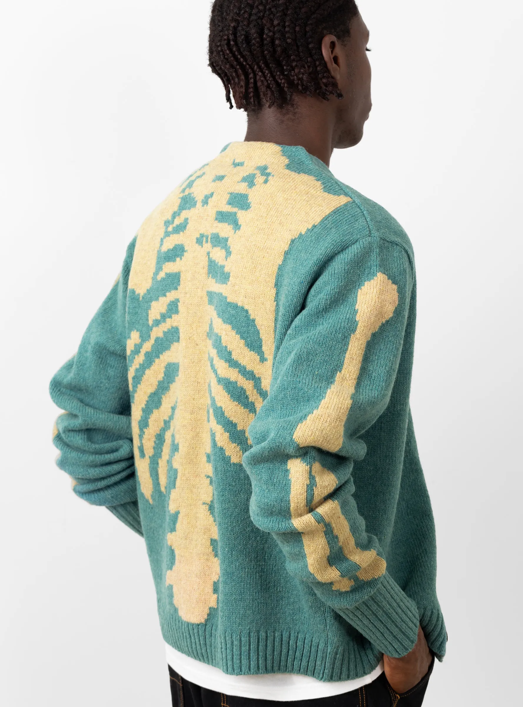 5G Wool Bone Short Cardigan Sax