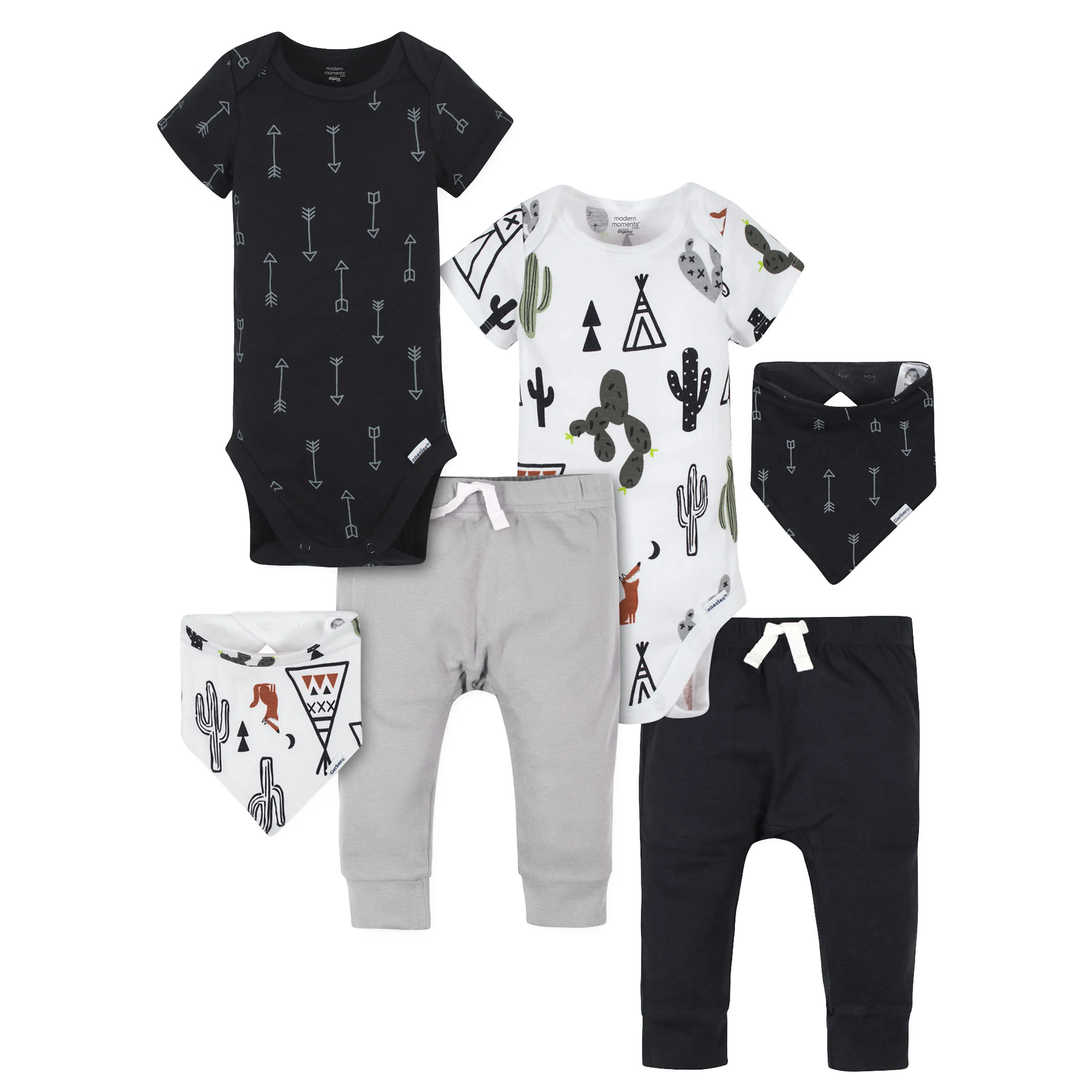 6-Piece Baby Boys Desert & Arrows Organic Onesies® Bodysuits, Pants, & Bandana Bibs