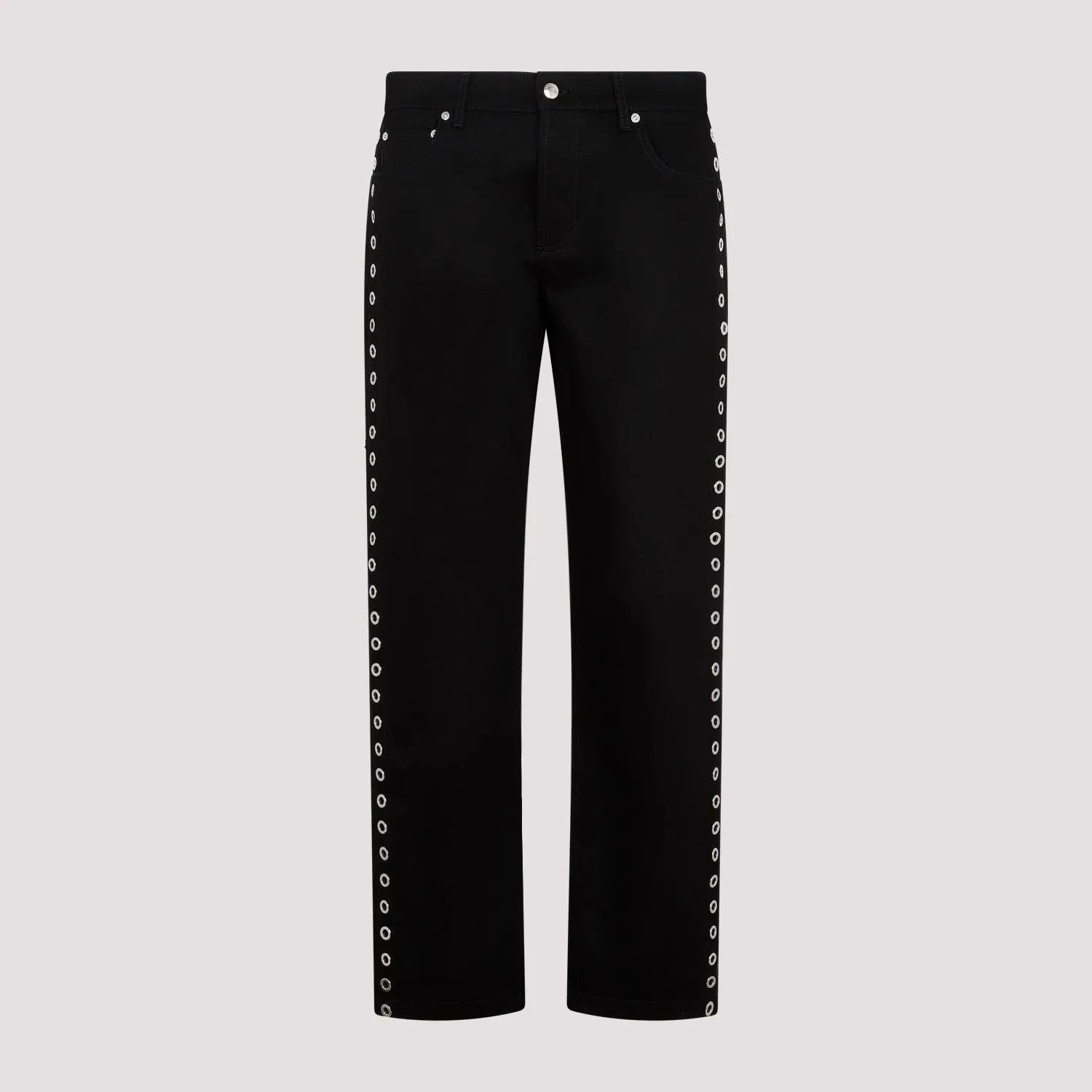 ALEXANDER MCQUEEN Black Eyelet Cotton Jeans for Men - SS23