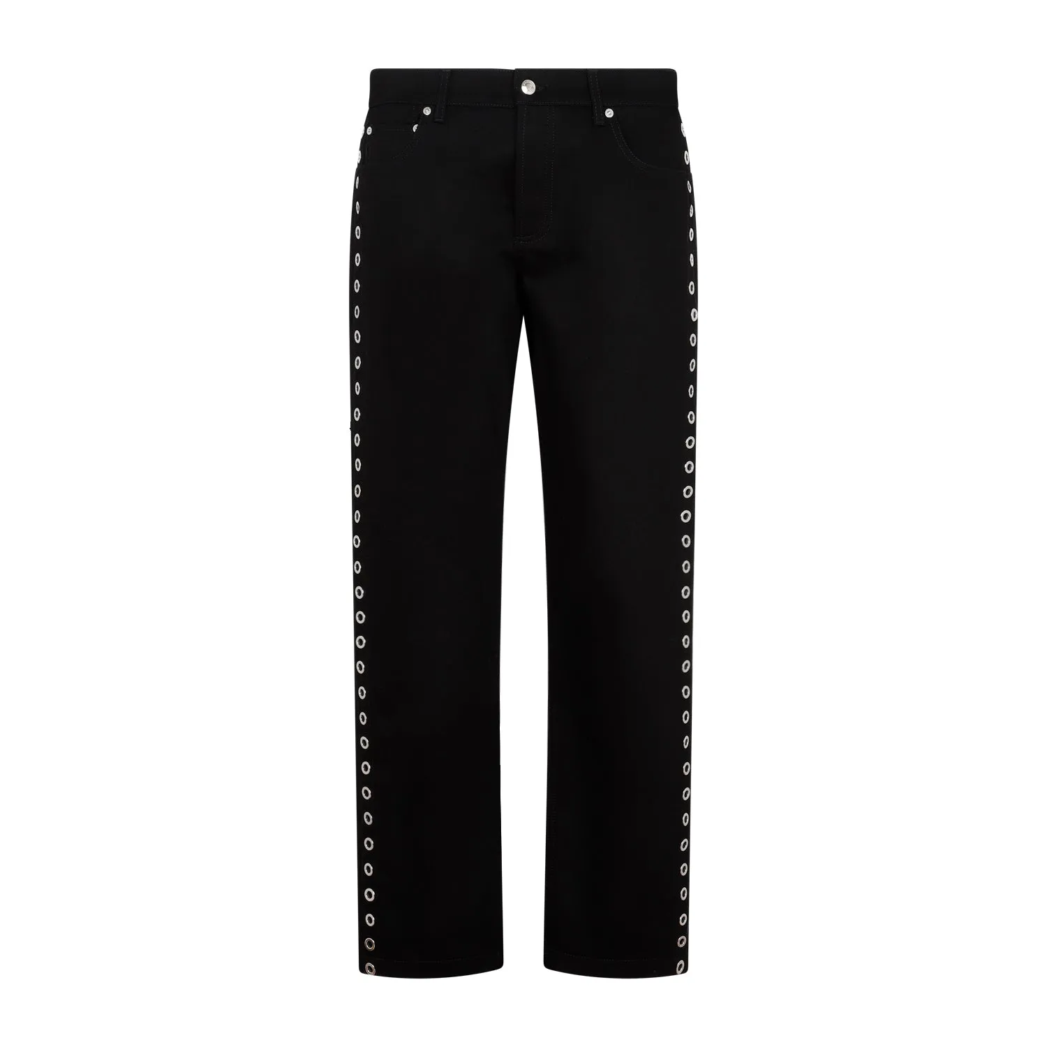 ALEXANDER MCQUEEN Black Eyelet Cotton Jeans for Men - SS23