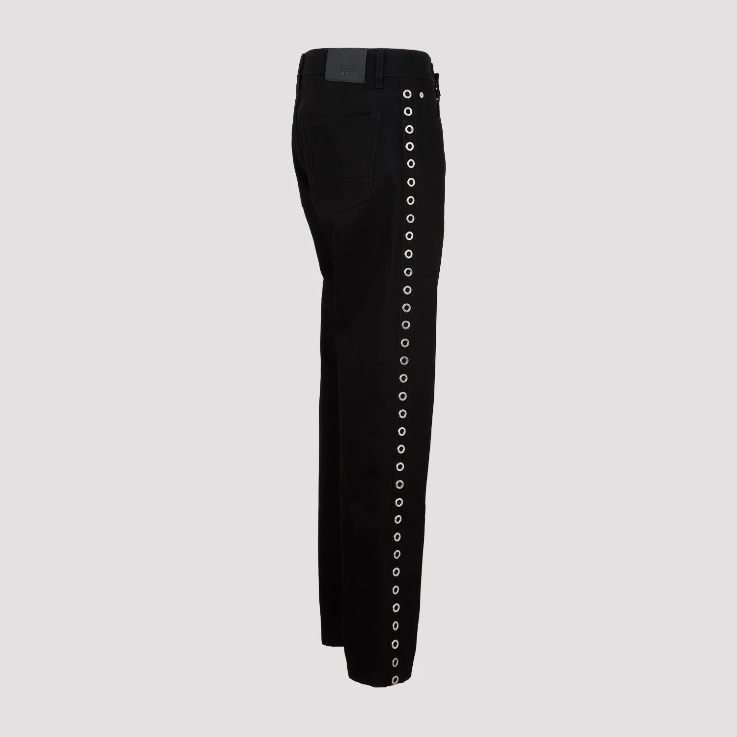 ALEXANDER MCQUEEN Black Eyelet Cotton Jeans for Men - SS23