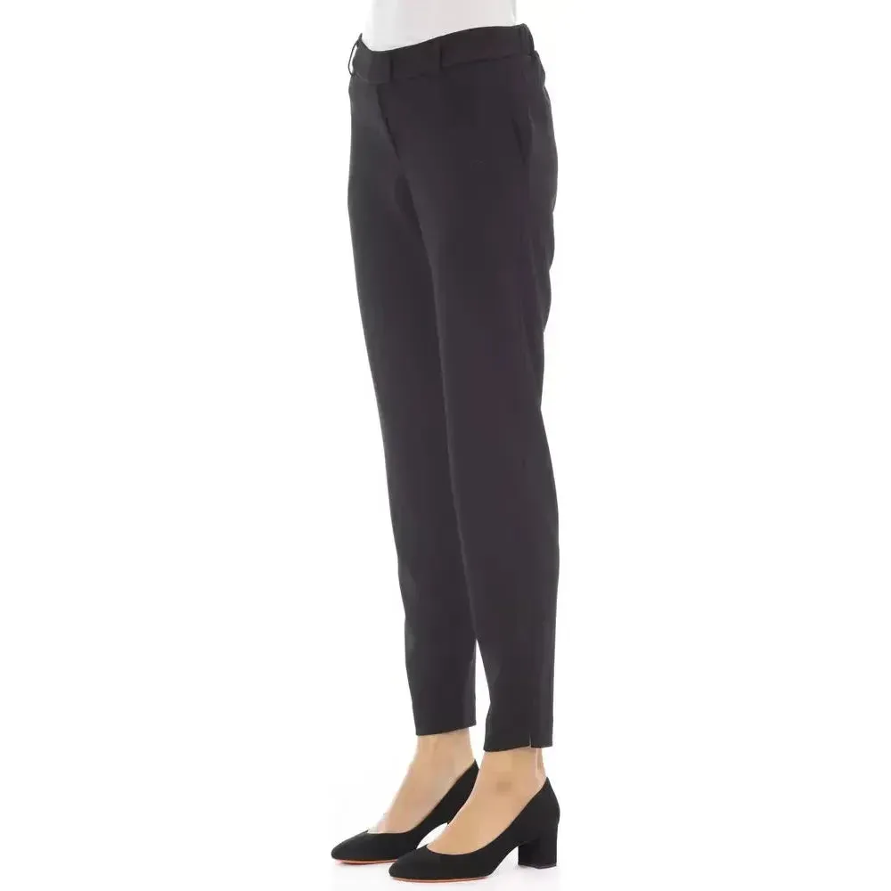 Alpha Studio Black Polyester Women Pant