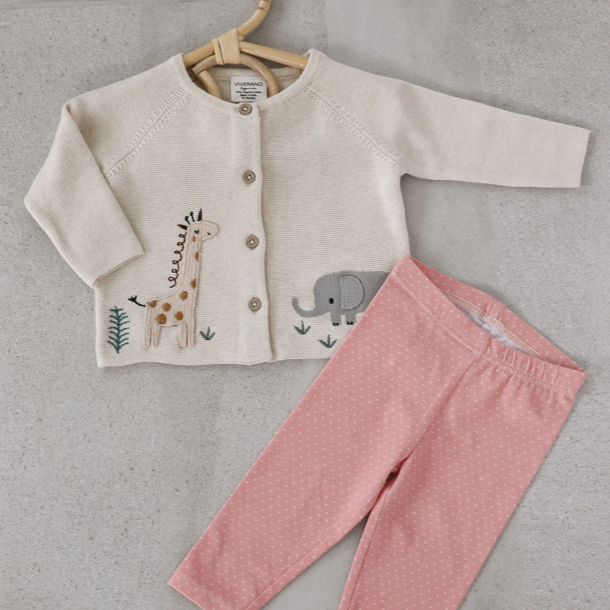 Animal Safari Embroidered Baby Cardigan Sweater (Organic) - 3 Colors