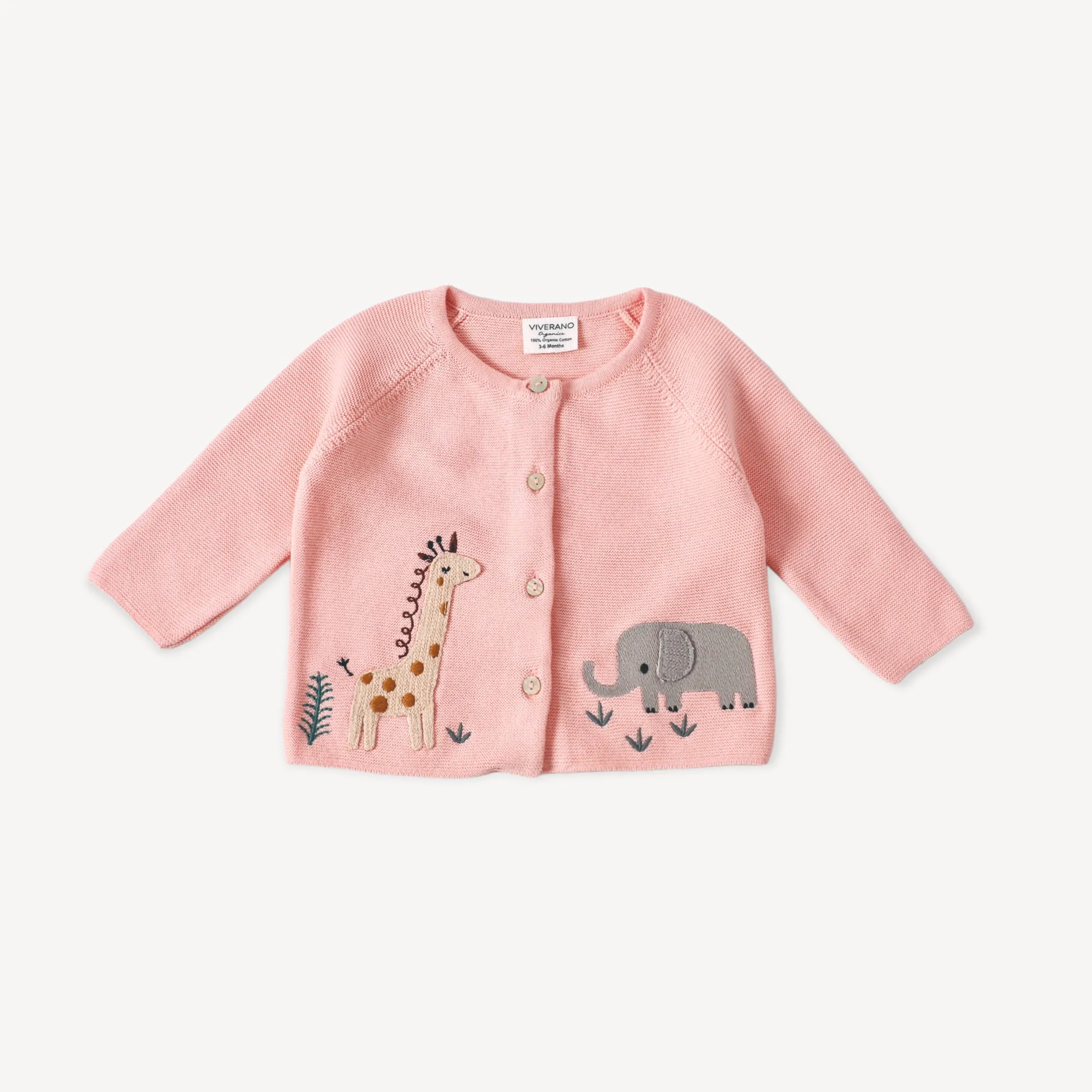 Animal Safari Embroidered Baby Cardigan Sweater (Organic) - 3 Colors