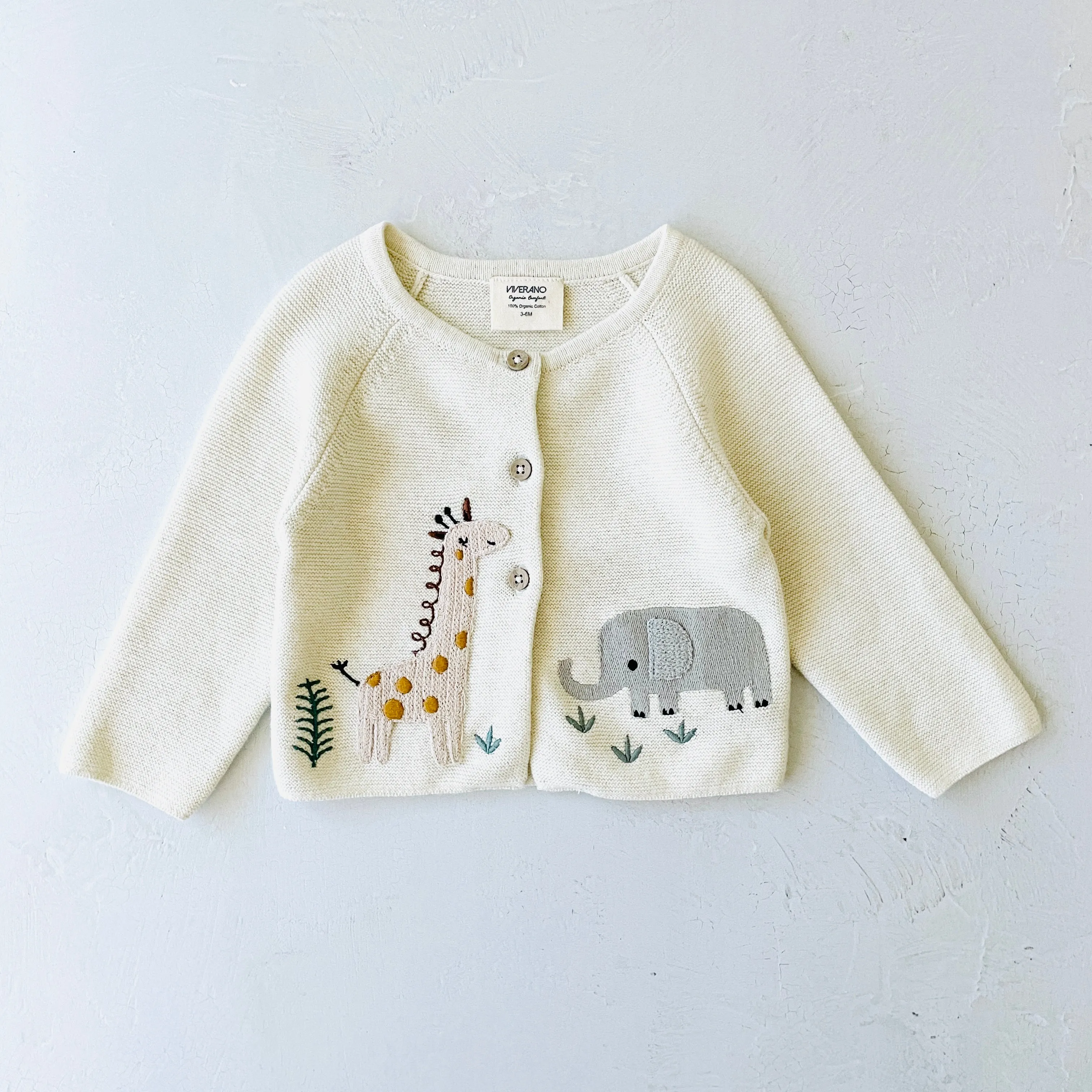 Animal Safari Embroidered Baby Cardigan Sweater (Organic) - 3 Colors