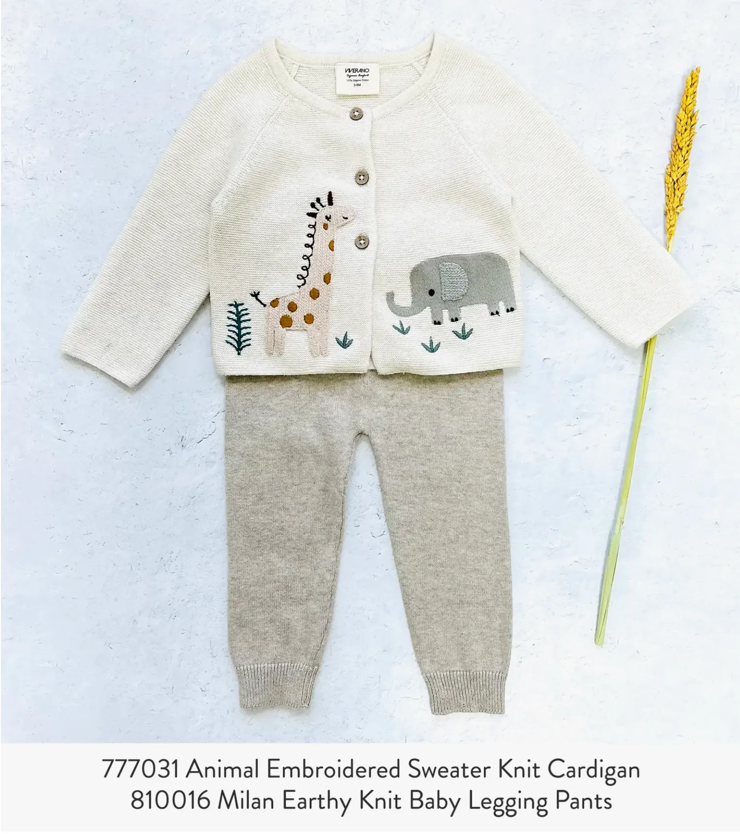 Animal Safari Embroidered Baby Cardigan Sweater (Organic) - 3 Colors