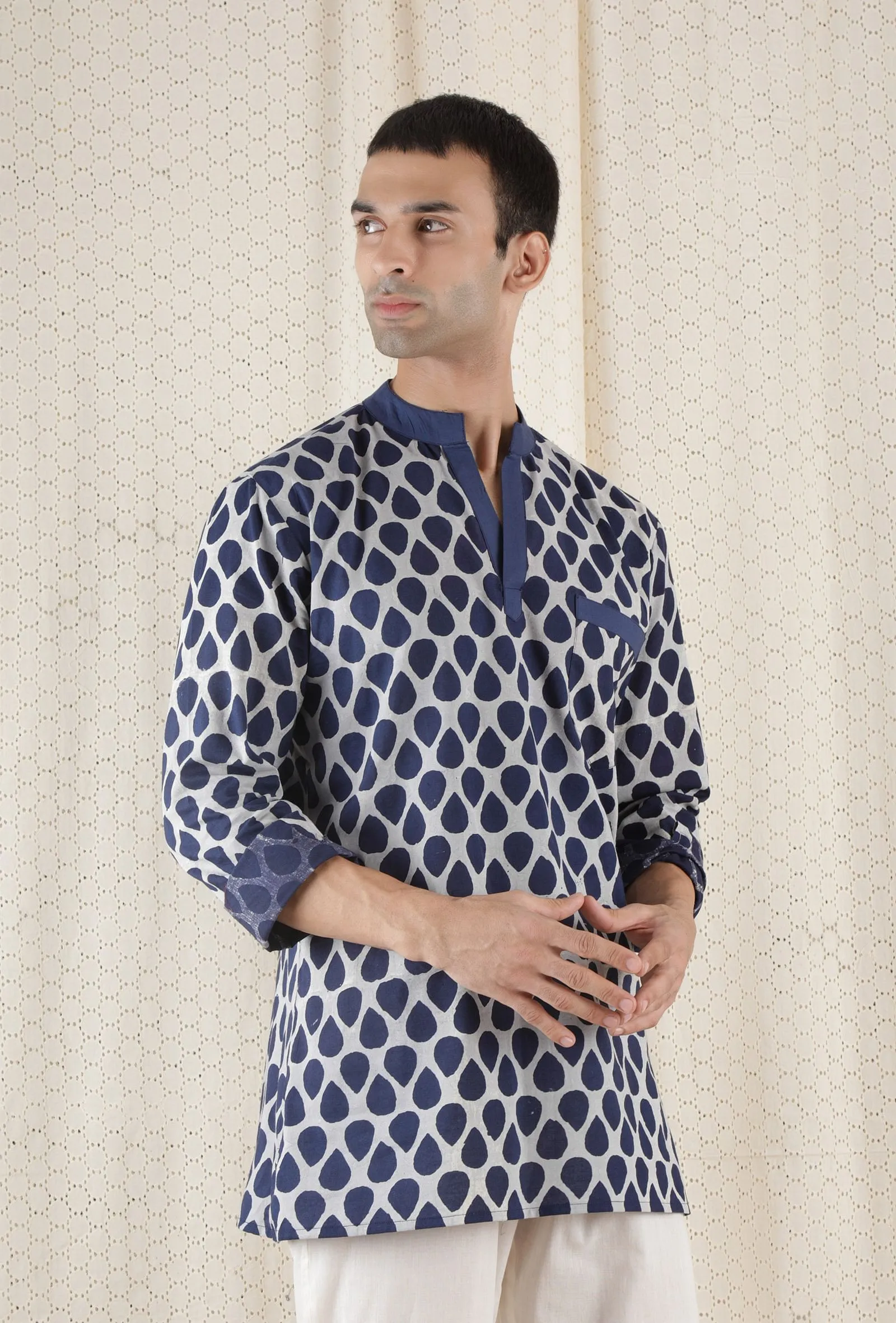 Aouli Cotton Indigo Short Kurta