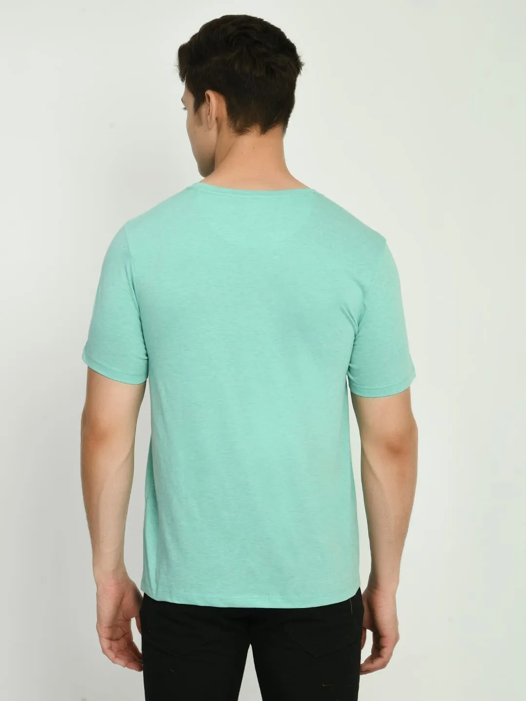 Basic Sea Green Knitted fabric T-Shirt