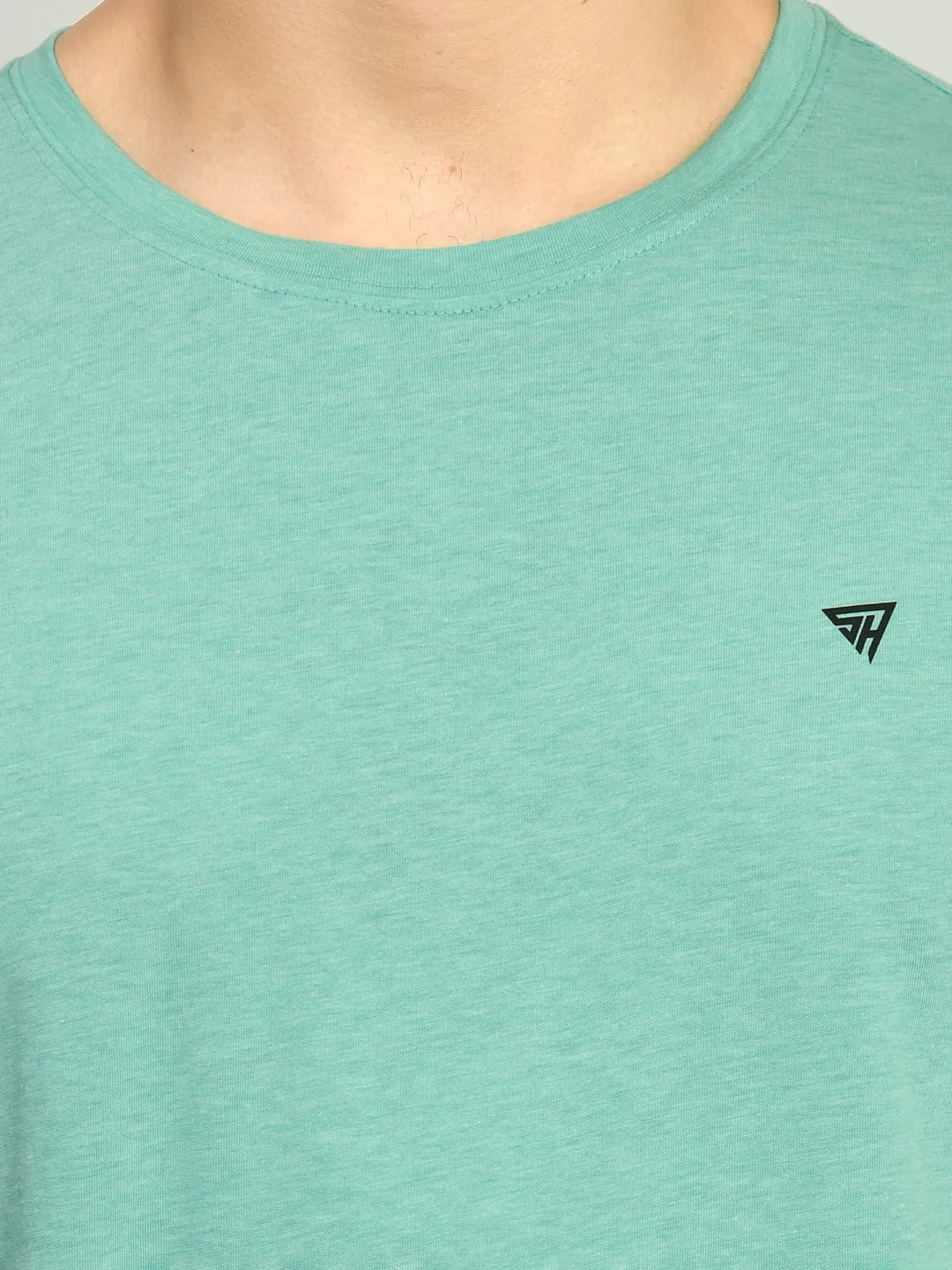 Basic Sea Green Knitted fabric T-Shirt