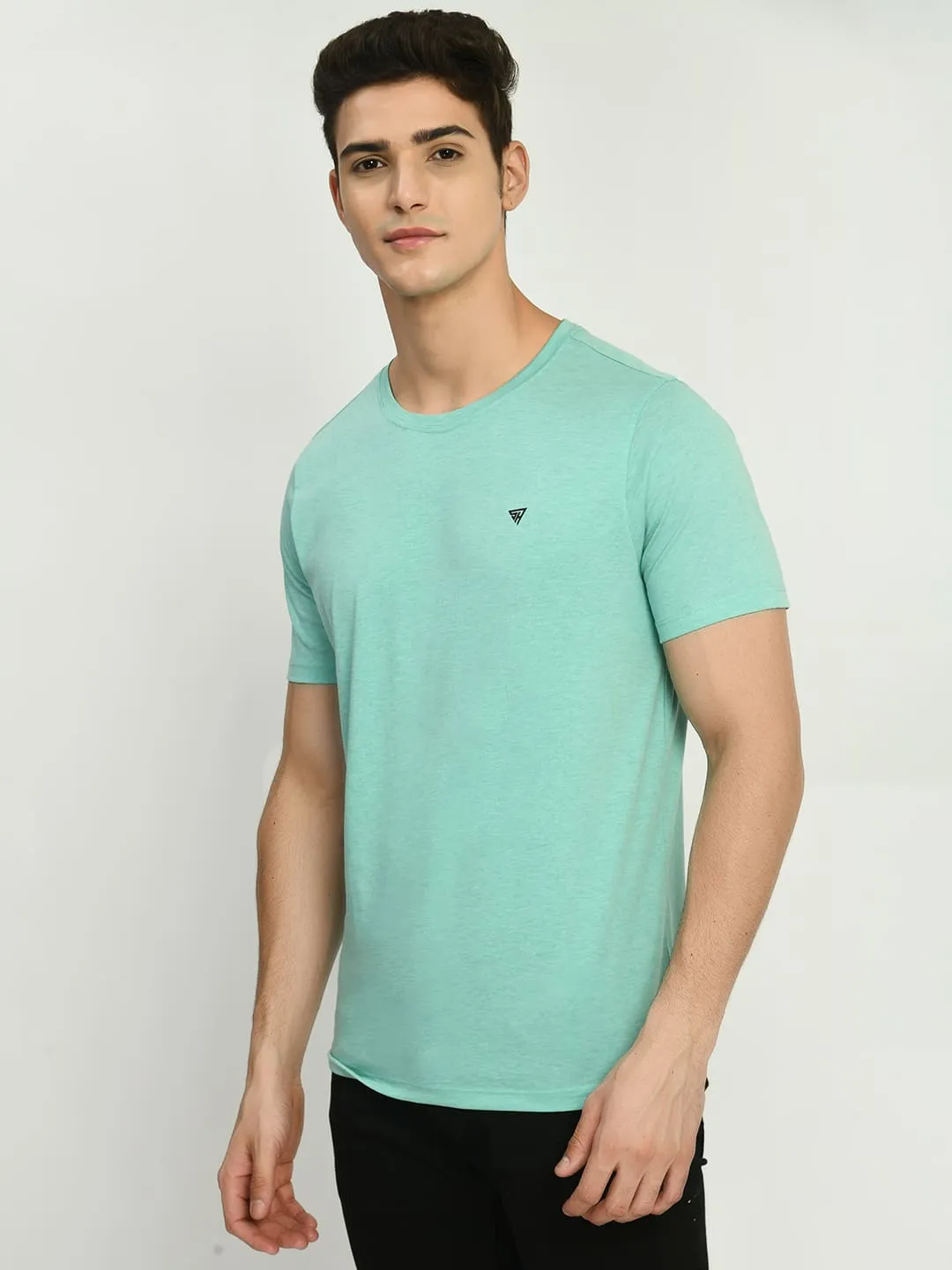 Basic Sea Green Knitted fabric T-Shirt