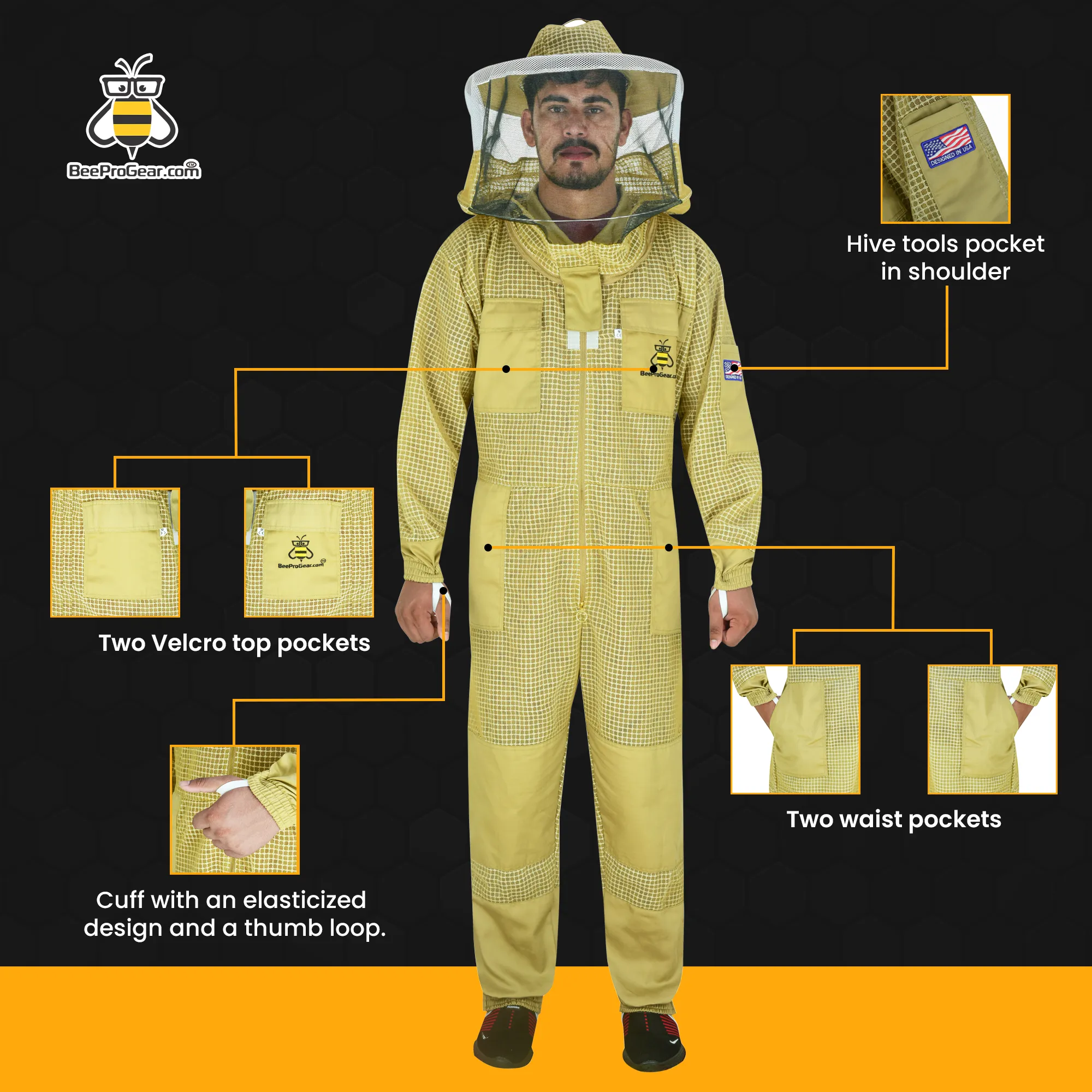 Bee Pro 3-Layer Ultra Ventilated Beekeeping Suit with Round Veil |  Brown