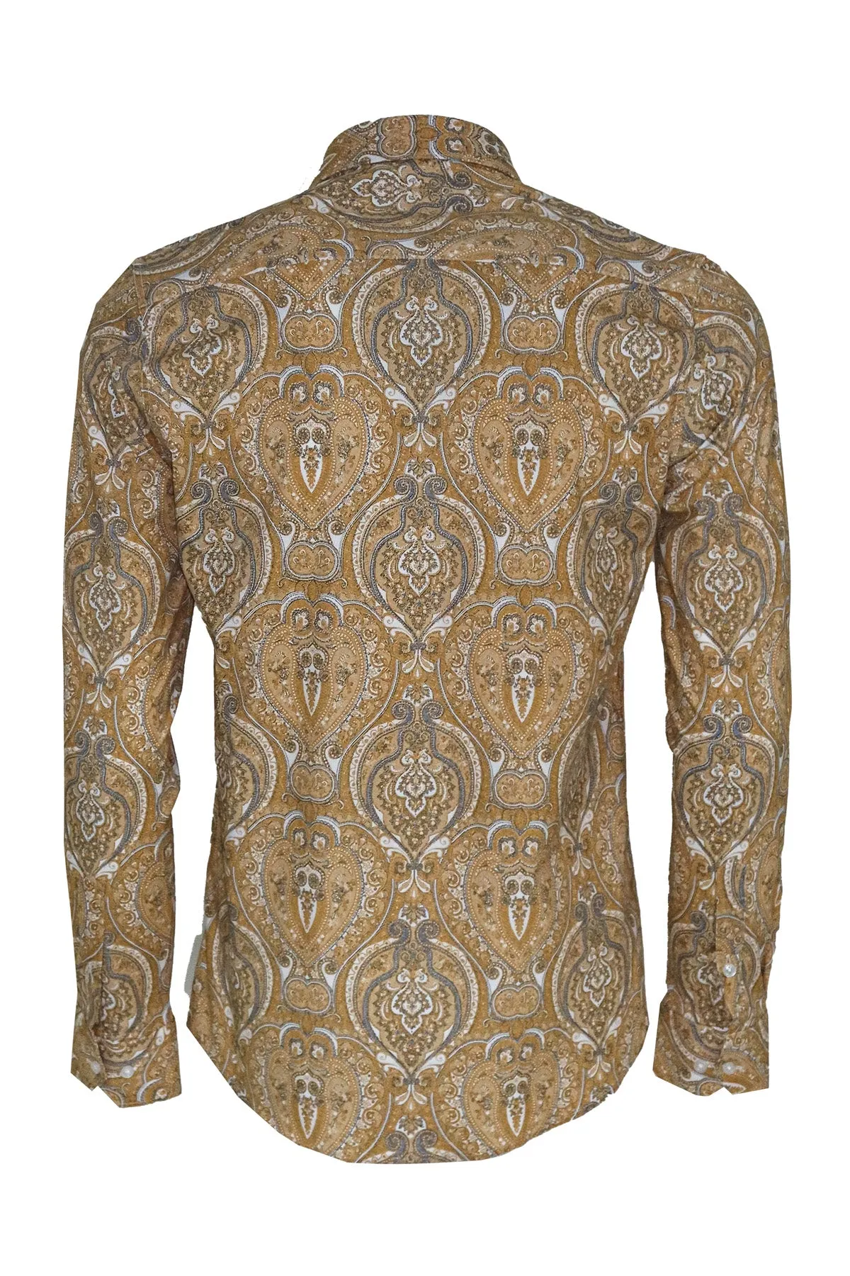 Beige Patterned Slim Fit Men's Shirt - Wessi