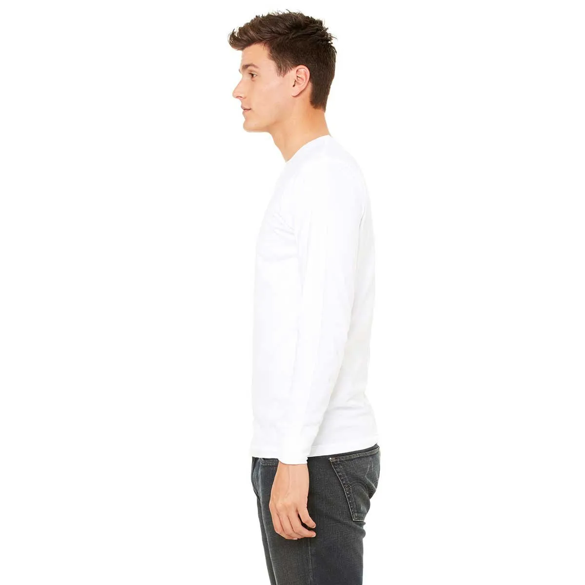 Bella   Canvas Men's White Jersey Long-Sleeve Henley