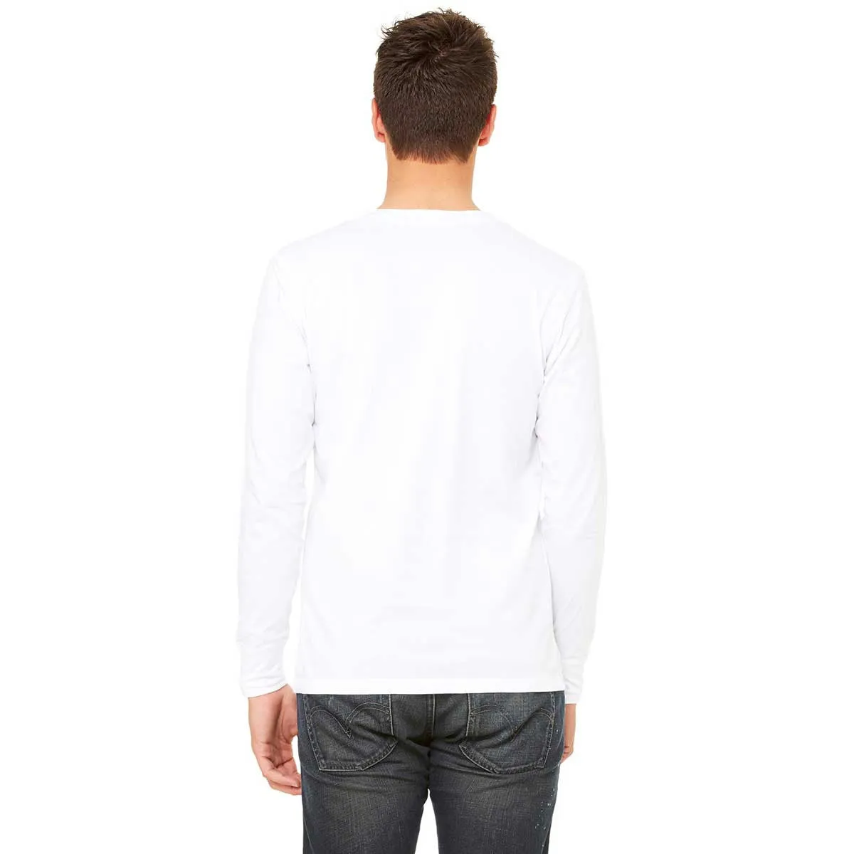 Bella   Canvas Men's White Jersey Long-Sleeve Henley