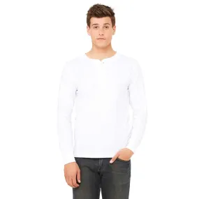 Bella   Canvas Men's White Jersey Long-Sleeve Henley