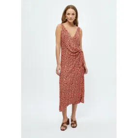 Bia Wrap Dress - Melon Peach Print