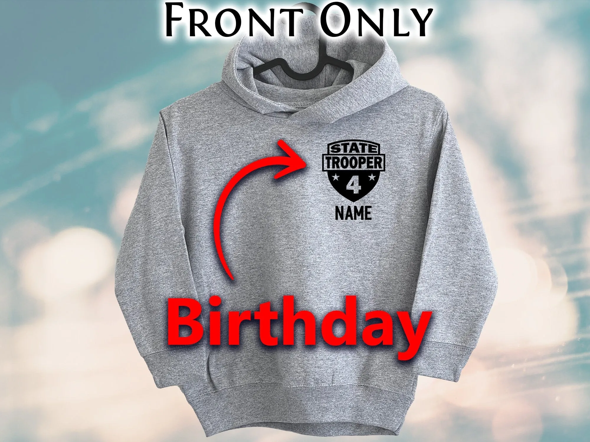 Birthday State Trooper Toddler Gray Heather Hoodie