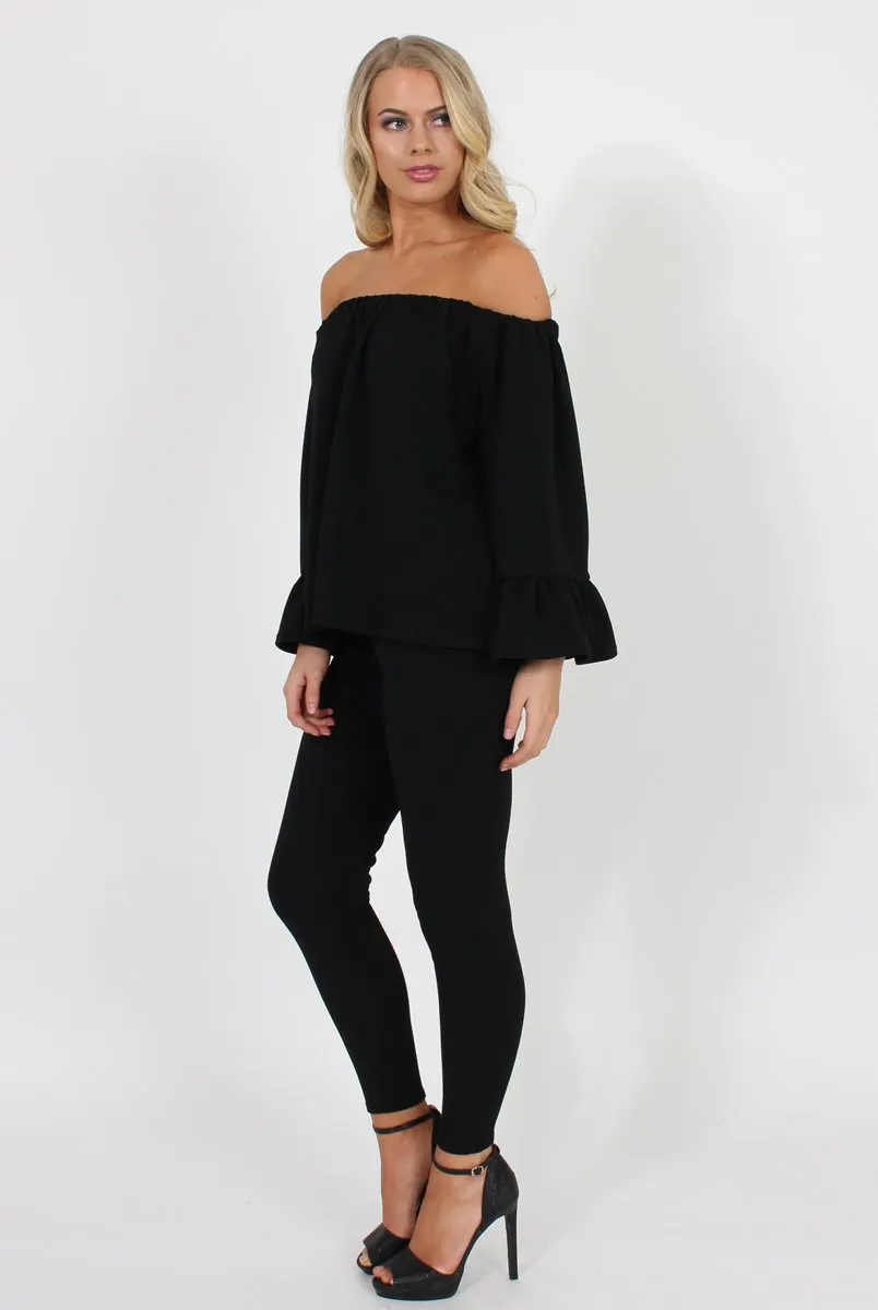 Black Off The Shoulder Co-ord - Lydia