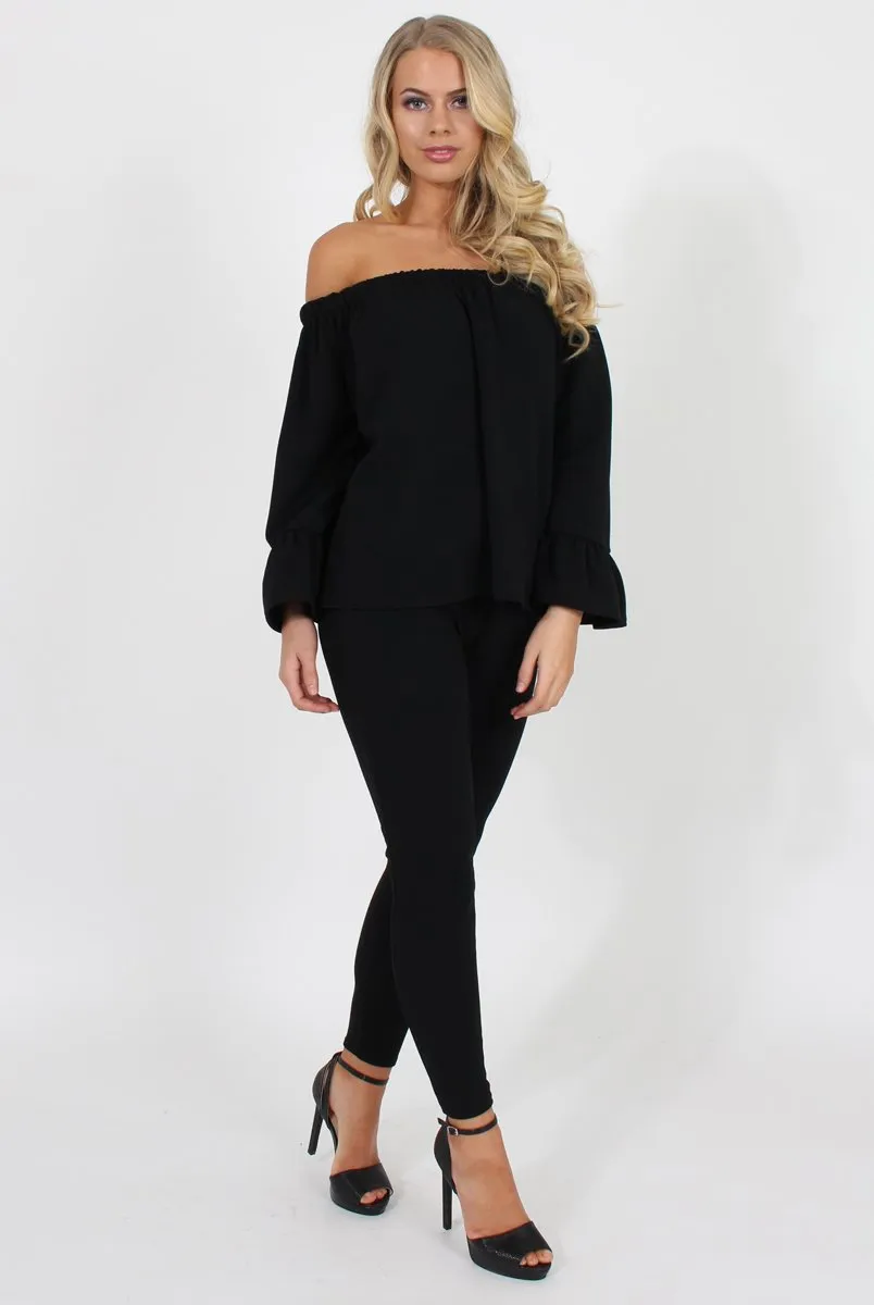 Black Off The Shoulder Co-ord - Lydia