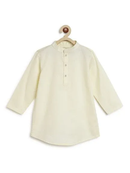 Boy Cotton Satin Kurta-Cream