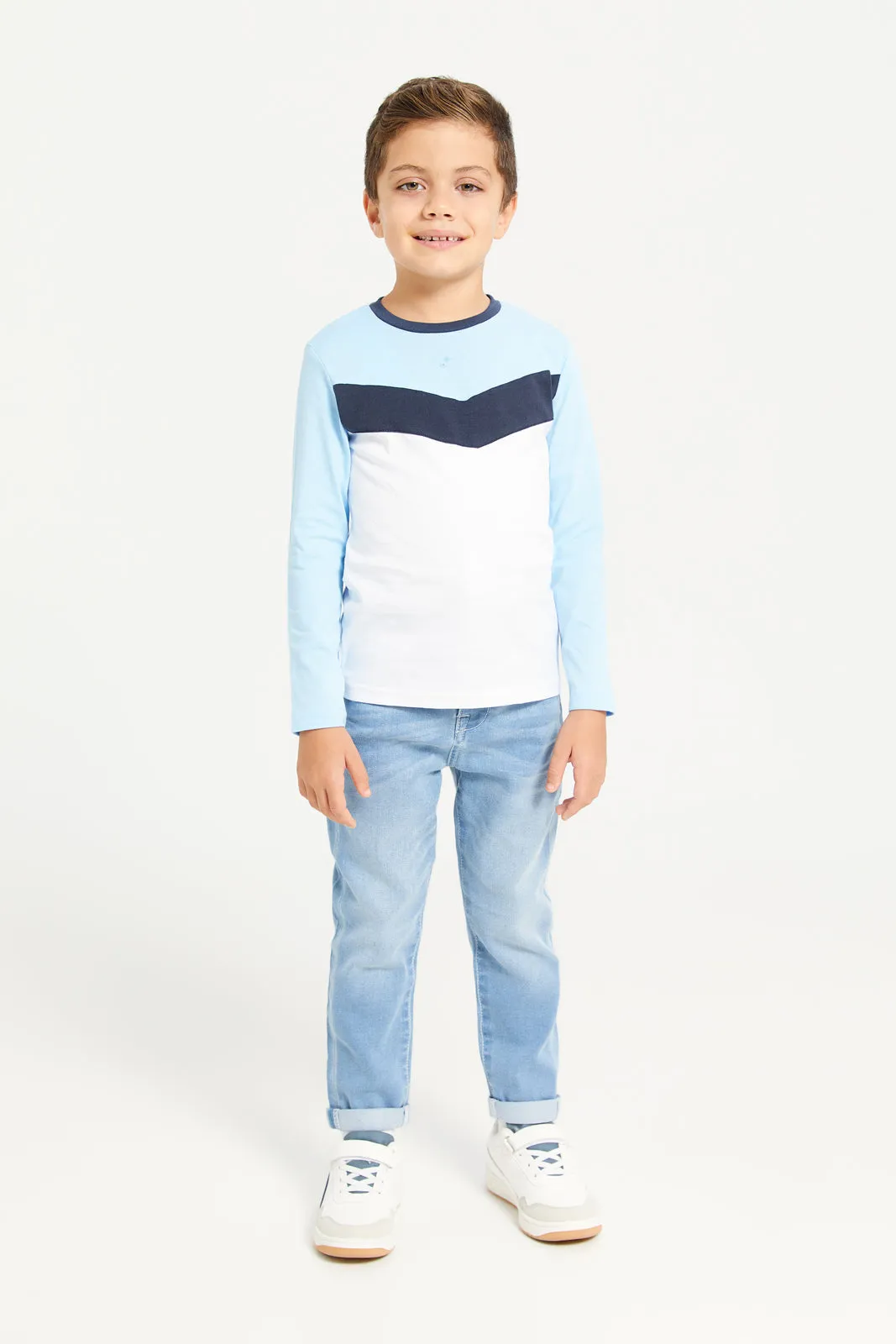 Boys Blue 5 Pocket With Draw Cord Jeans