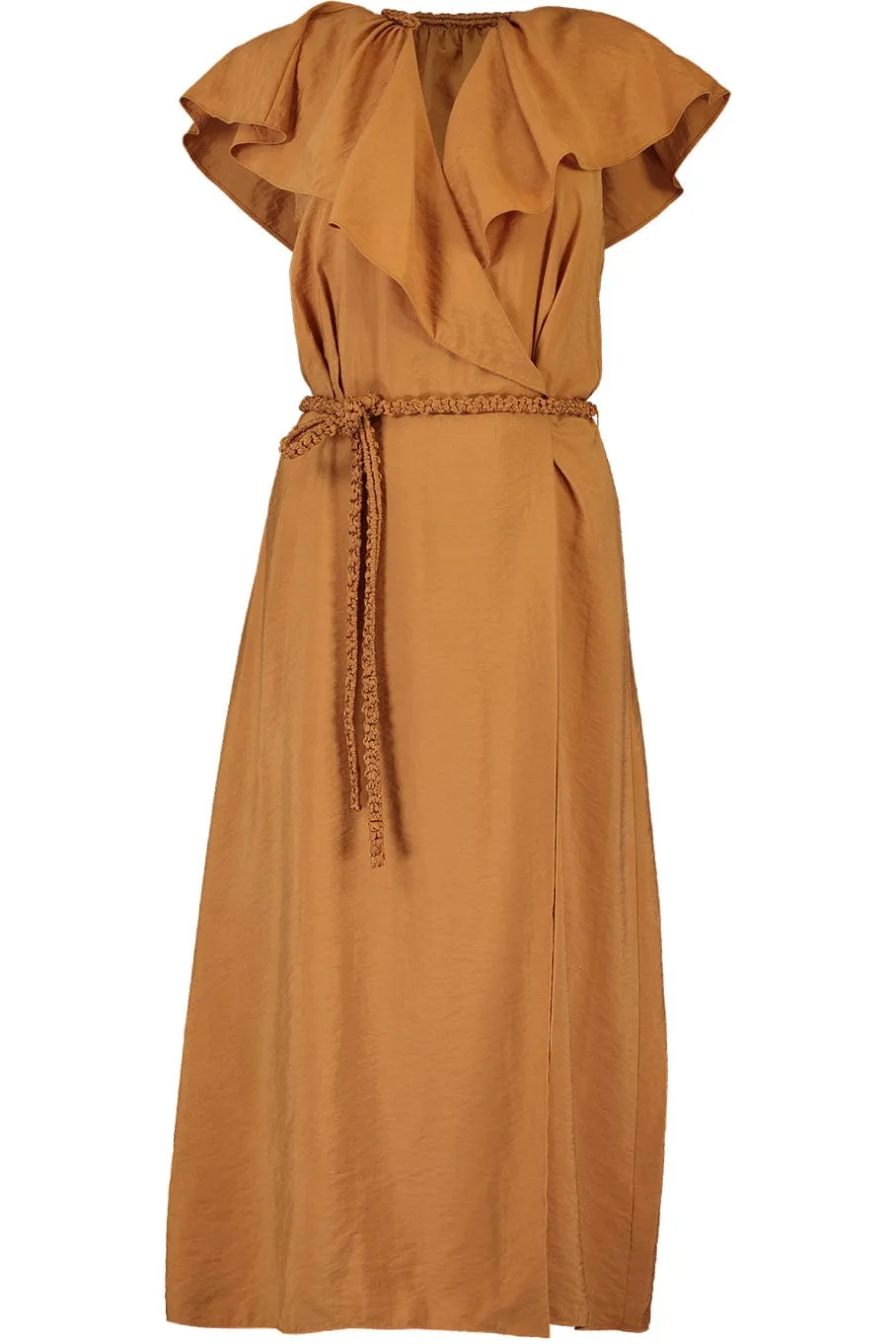 Braid Trim Belted Wrap Dress