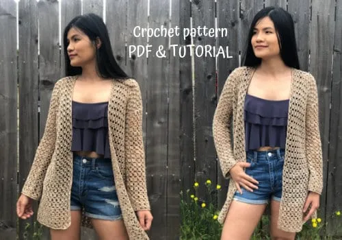 Breezy Crochet Cardigan Pattern for summer, Digital PDF pattern and video tutorial