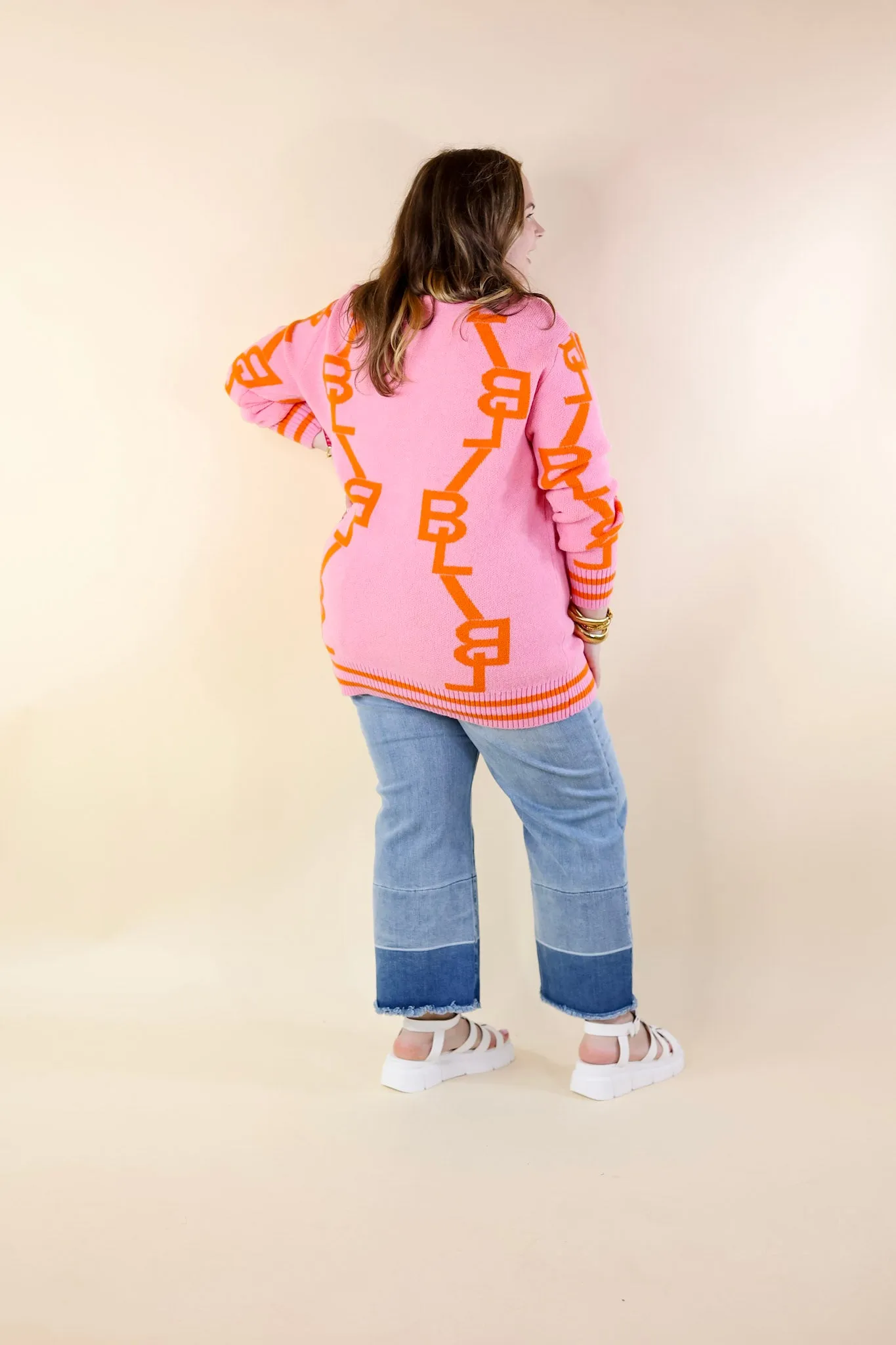 BuddyLove | Varsity Cardigan in Persimmon (Pink)