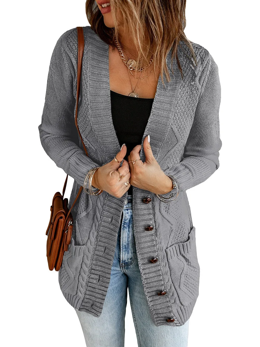 Cable Knit Button Cardigan