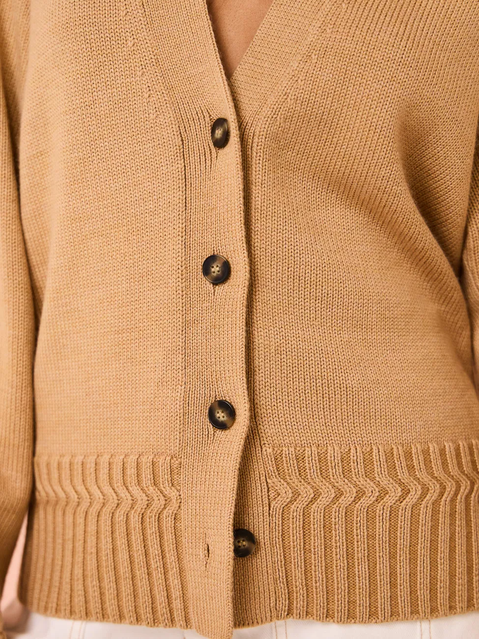 Camilla and Marc Reid Boxy Knit Cardigan in Caramel