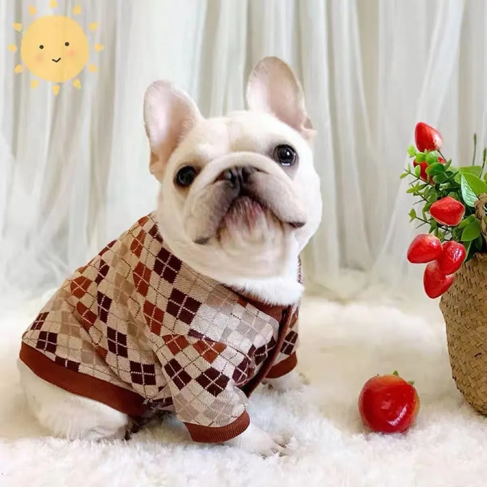 CardiChic French Bulldog Sweater Button-Up Elastic Cardigan