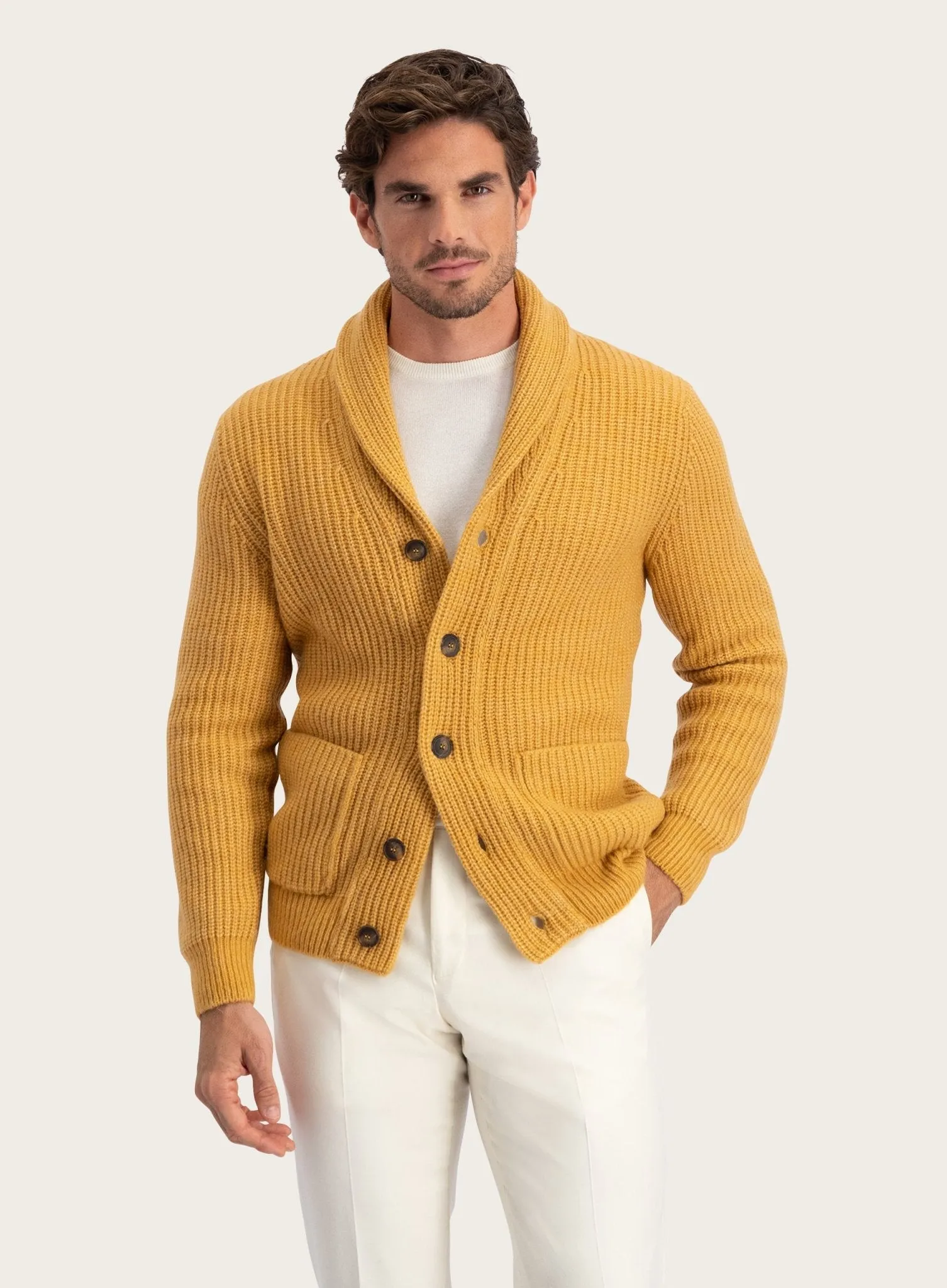 Cardigan met platte kraag van wol