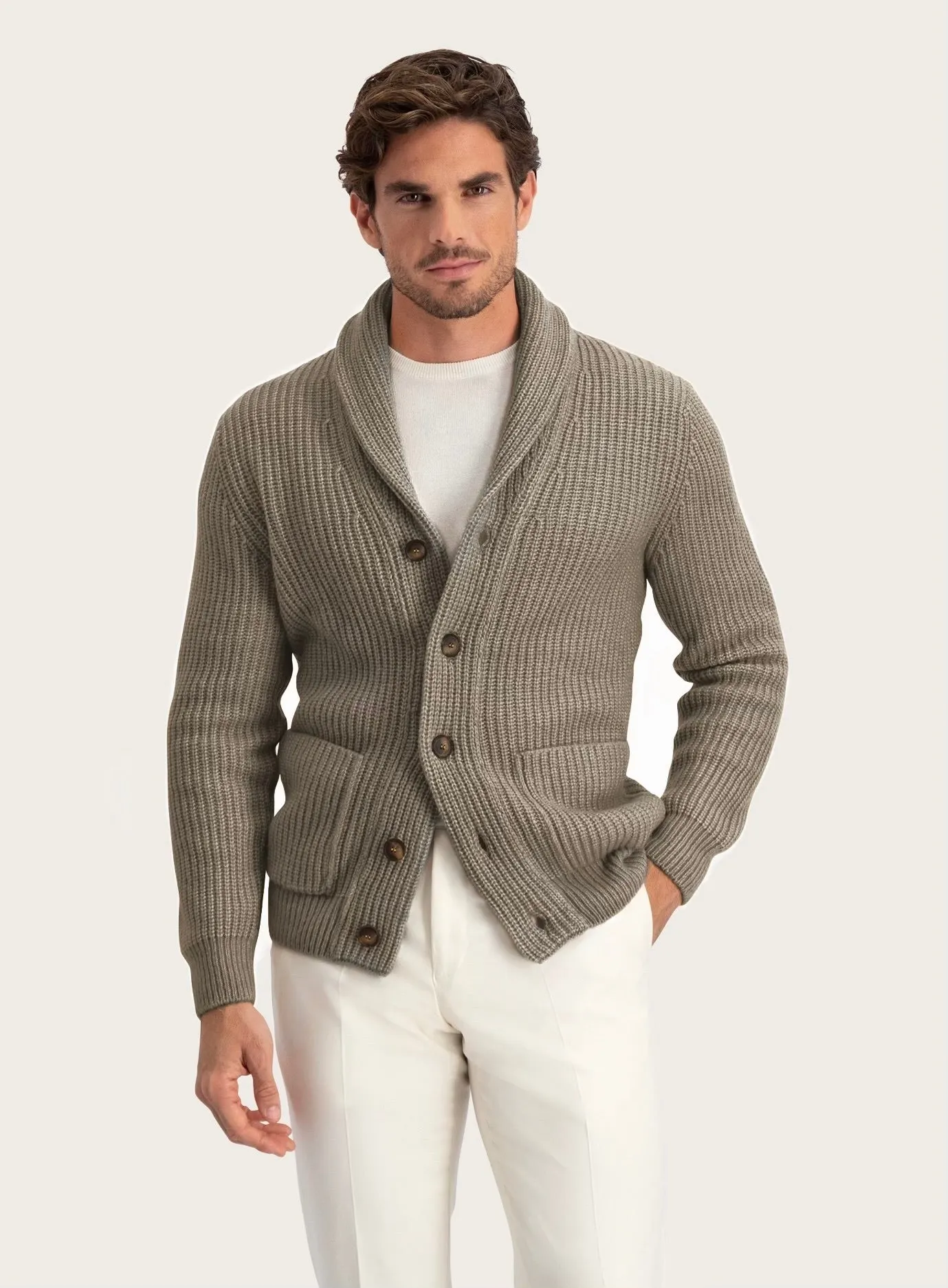 Cardigan met platte kraag van wol