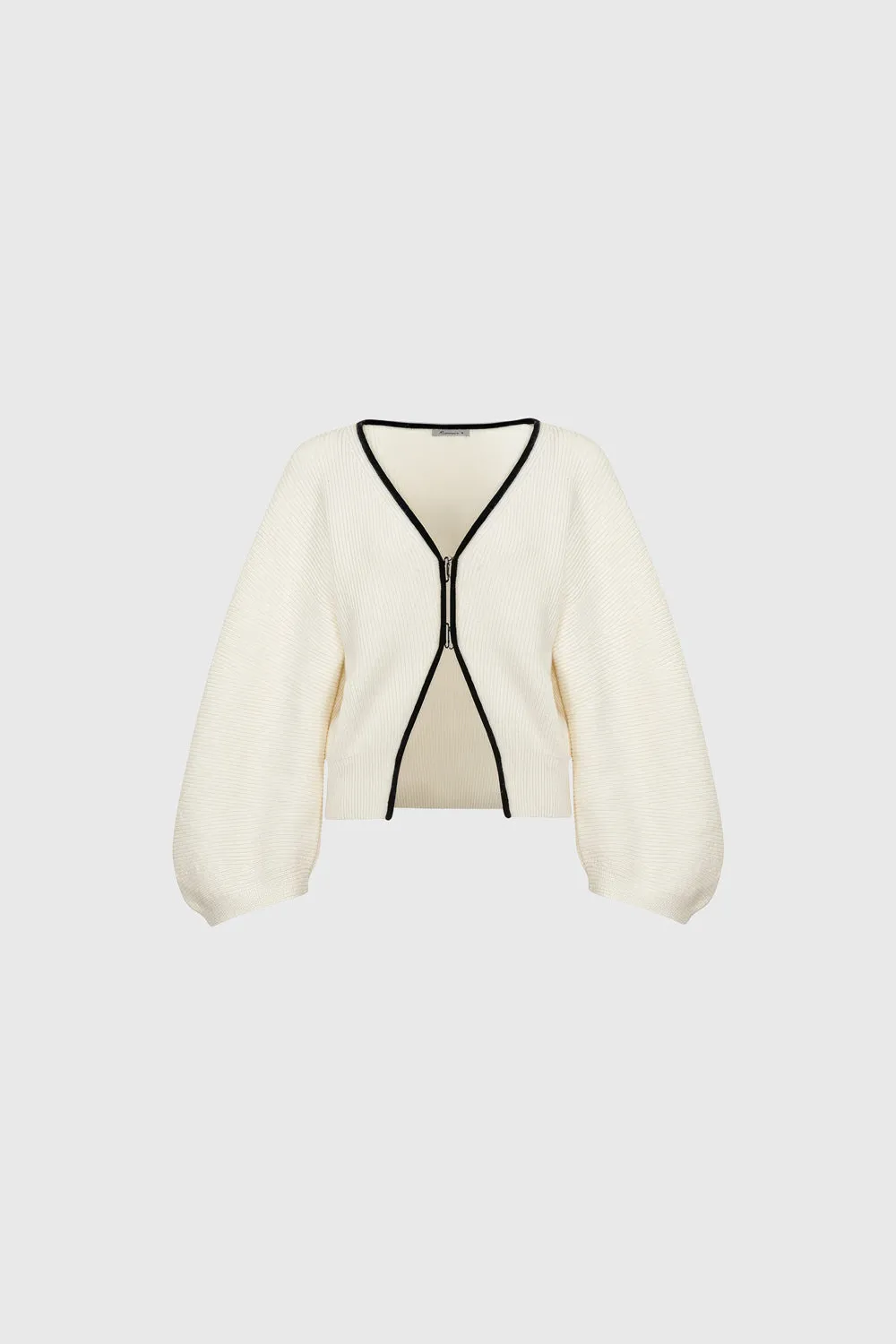 Cardigan with Baloon Sleeves - White