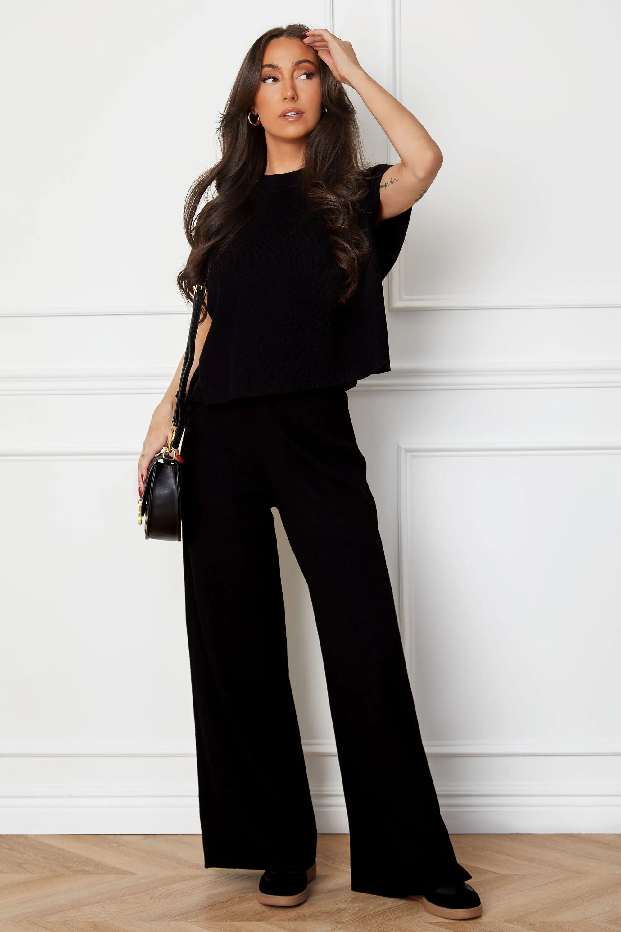 Carlie Black Top and Pants Set