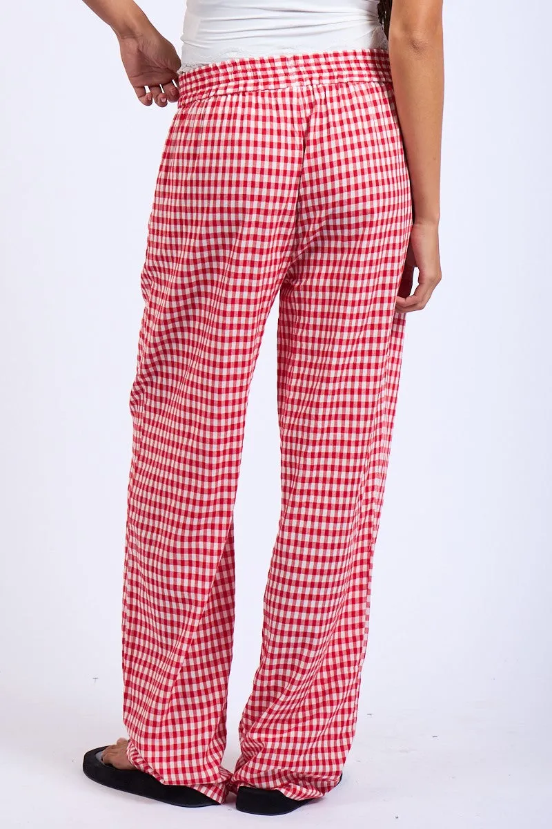 Checkered Boxer Pants - Red