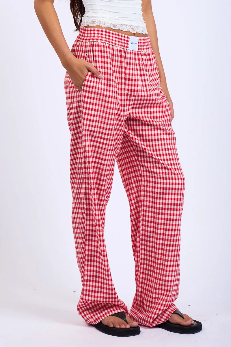 Checkered Boxer Pants - Red