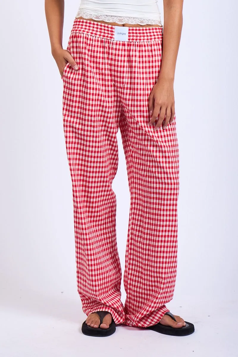 Checkered Boxer Pants - Red