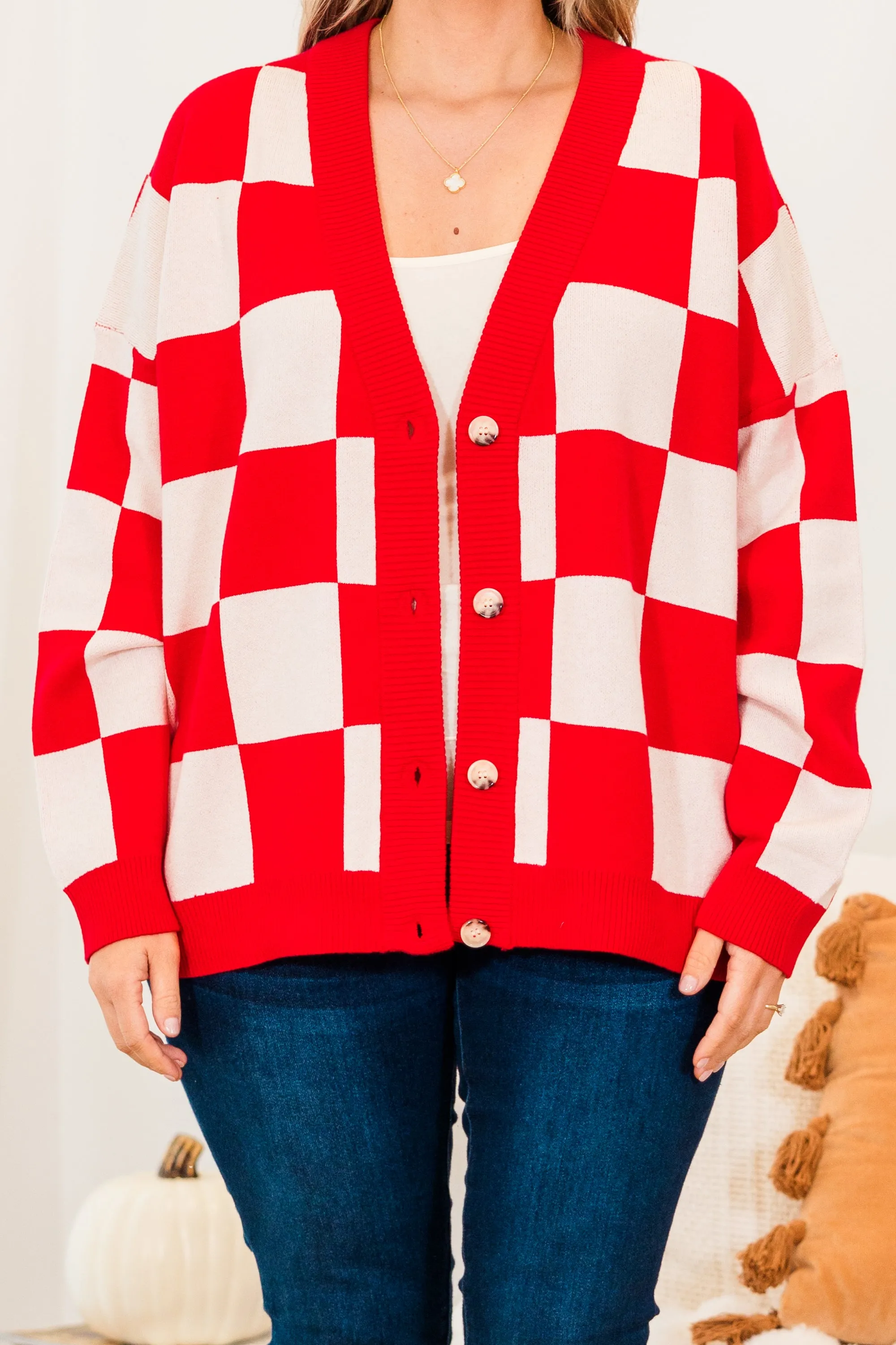 Checkmate Babe Cardigan, Red