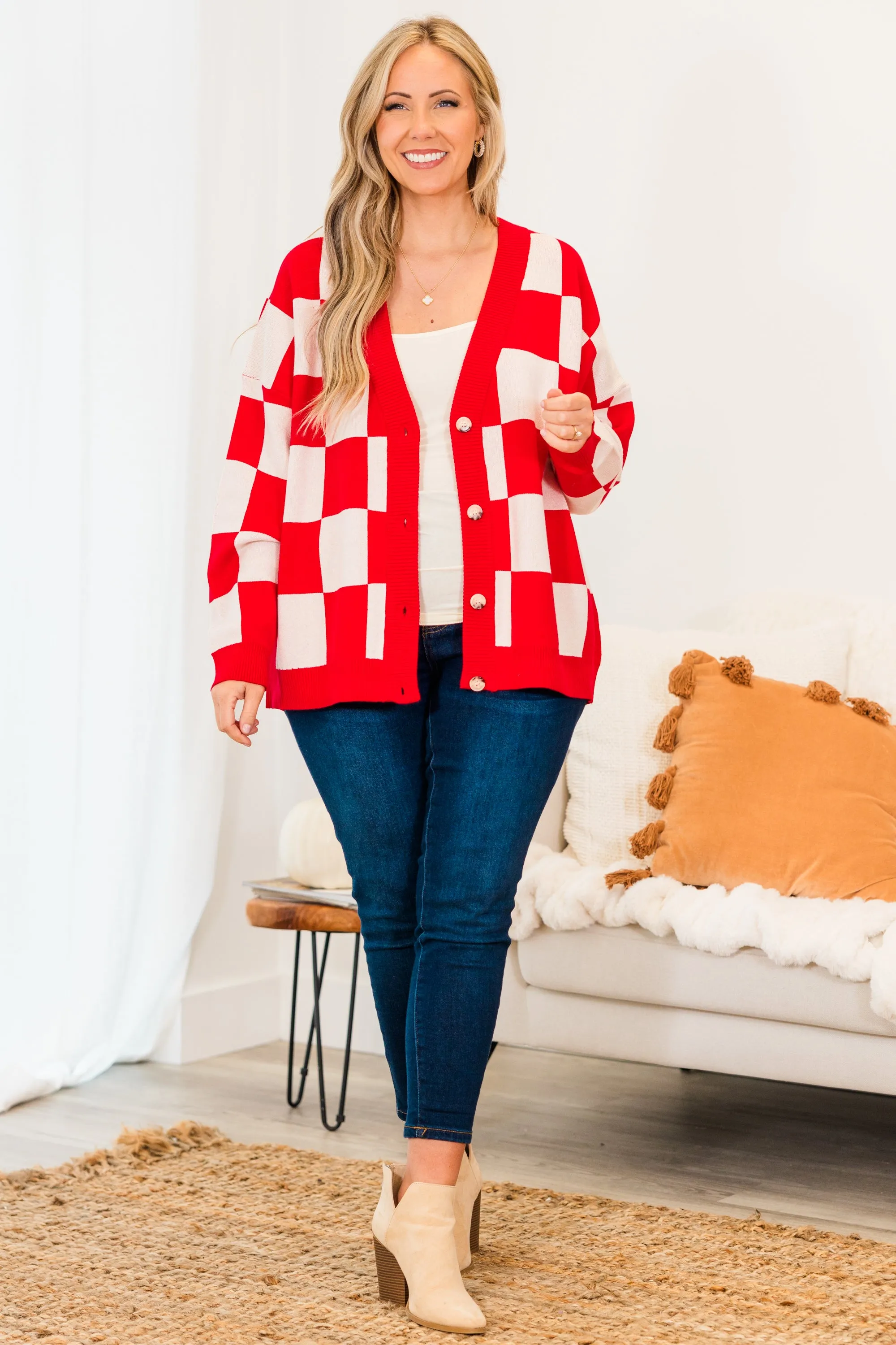 Checkmate Babe Cardigan, Red