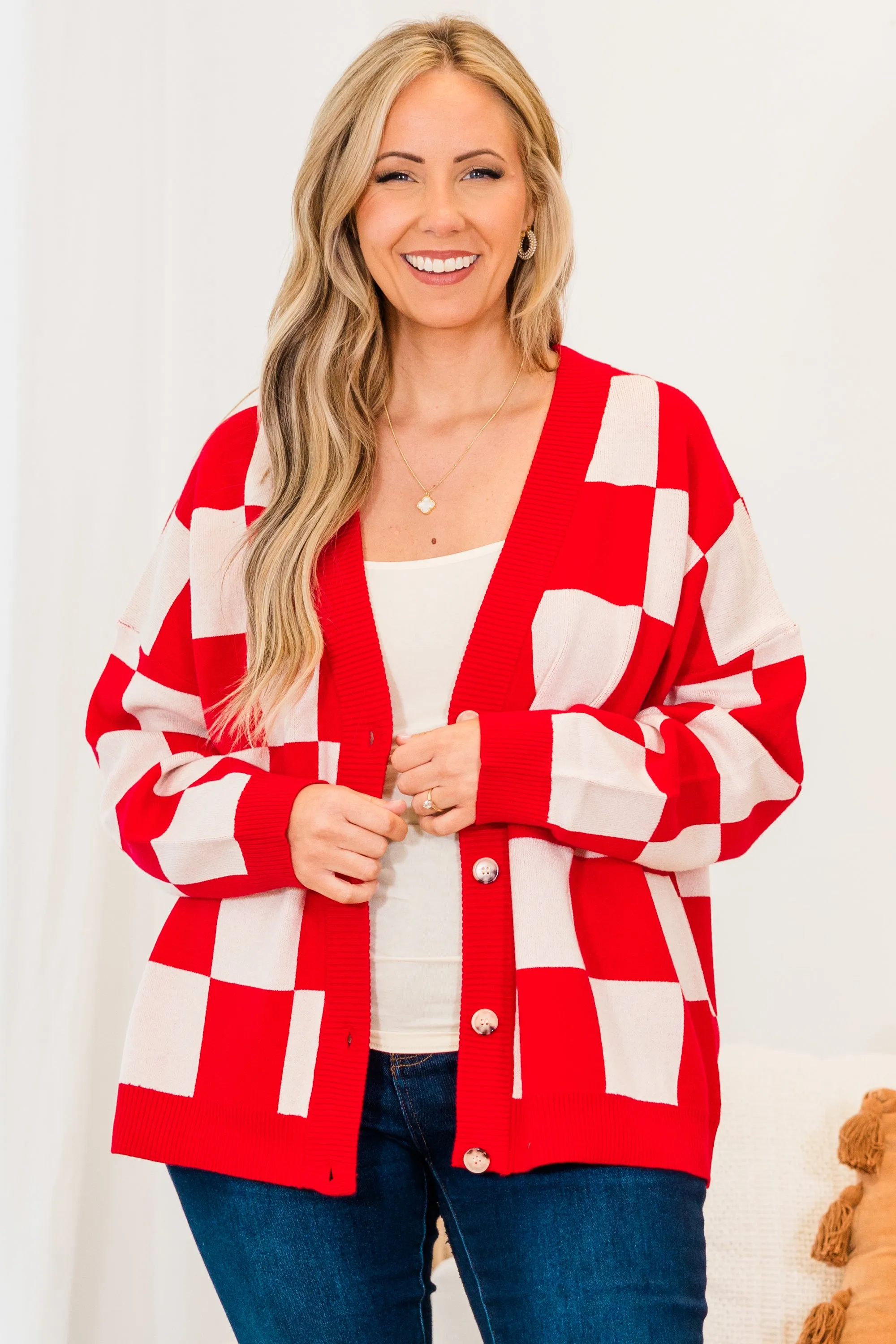 Checkmate Babe Cardigan, Red