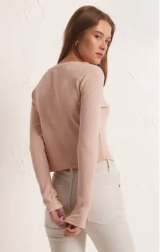 Ciana Cropped Waffle Top- Soft Pink