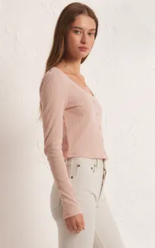 Ciana Cropped Waffle Top- Soft Pink