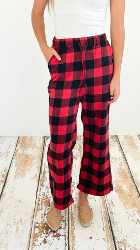 Classic Comfort Plaid Pijama Pants - Red