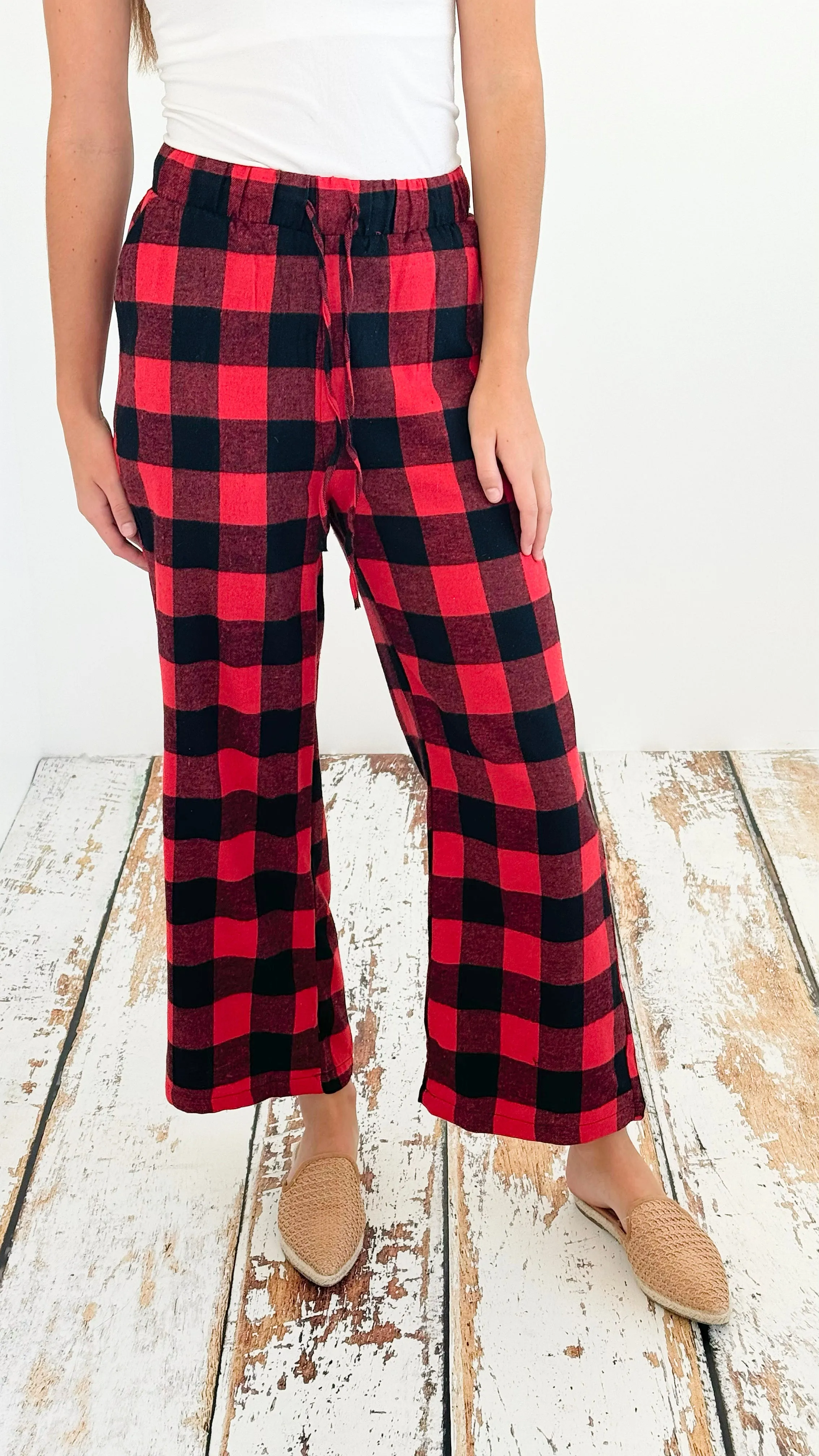 Classic Comfort Plaid Pijama Pants - Red