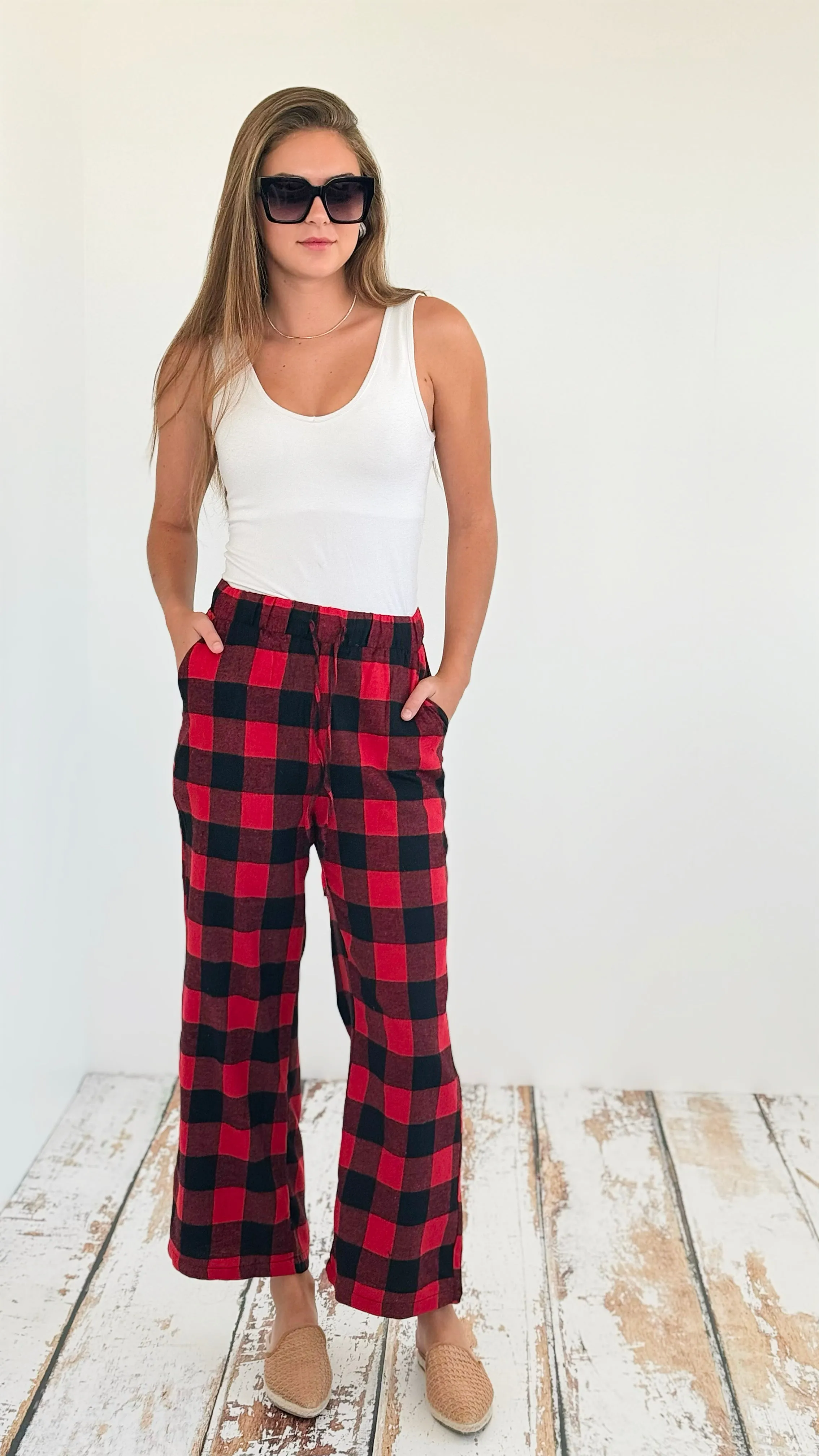 Classic Comfort Plaid Pijama Pants - Red